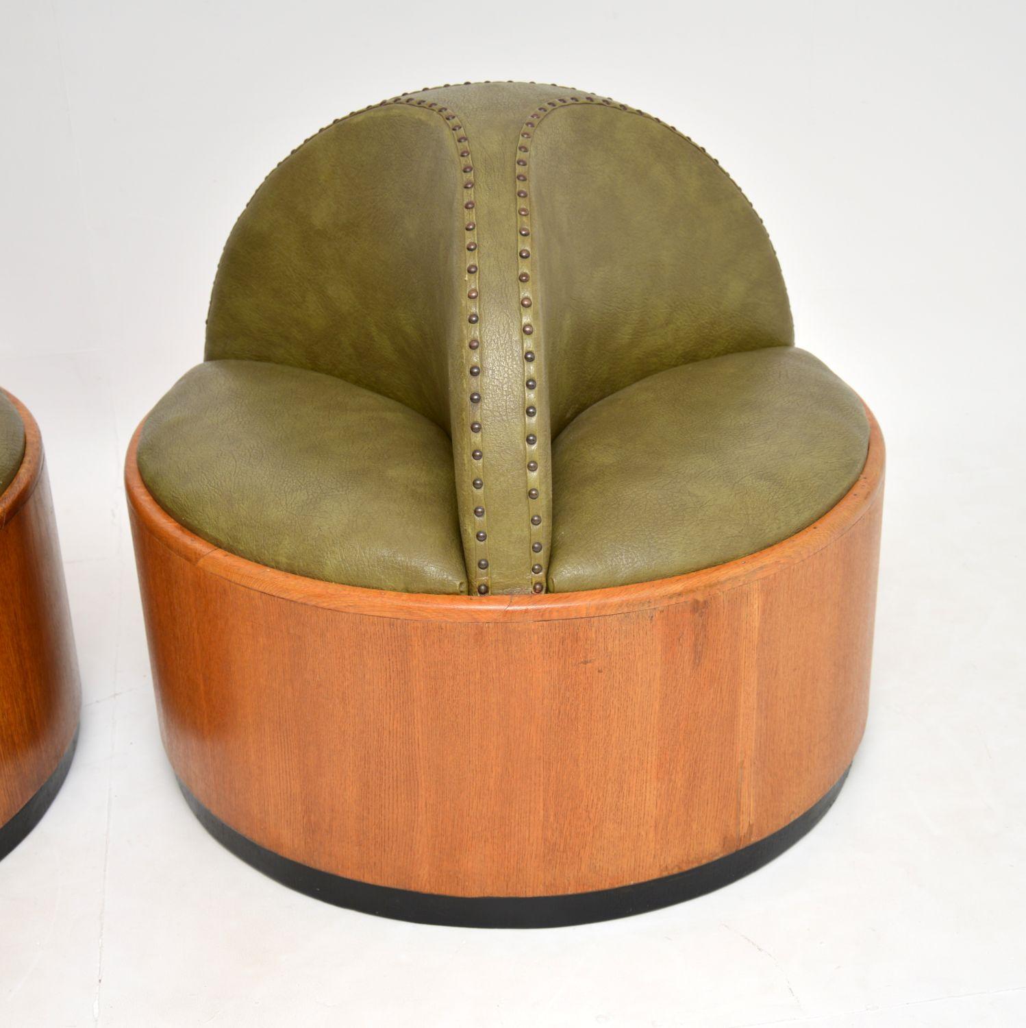 20th Century Pair of Original Art Deco Period Oak Conversation Seats