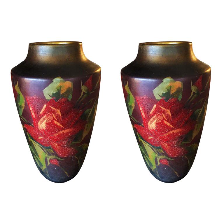 Pair of Original Art Deco Vases, France, 1930s