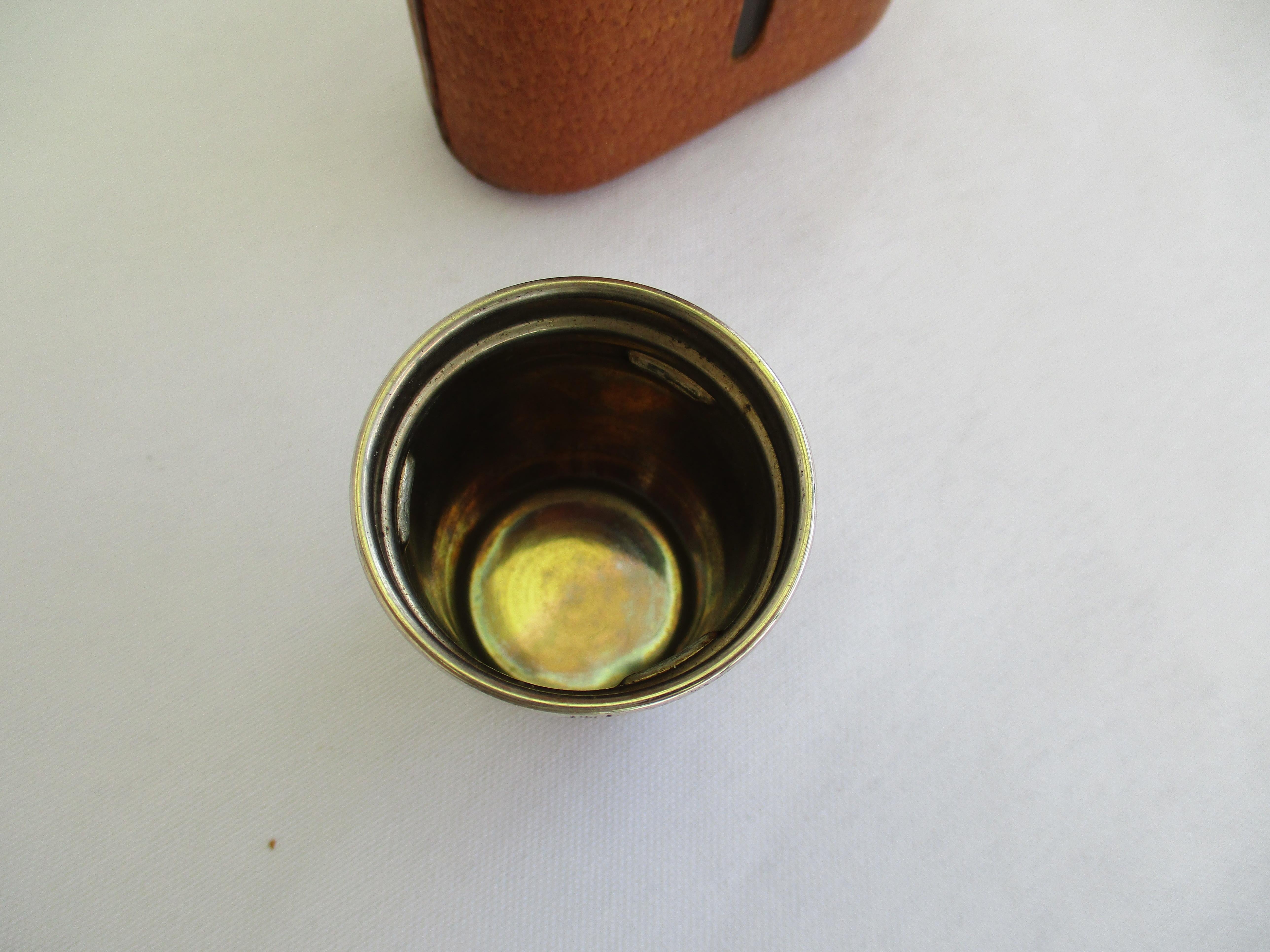 Pair of original Aubock leather wraped Hip Flasks For Sale 4