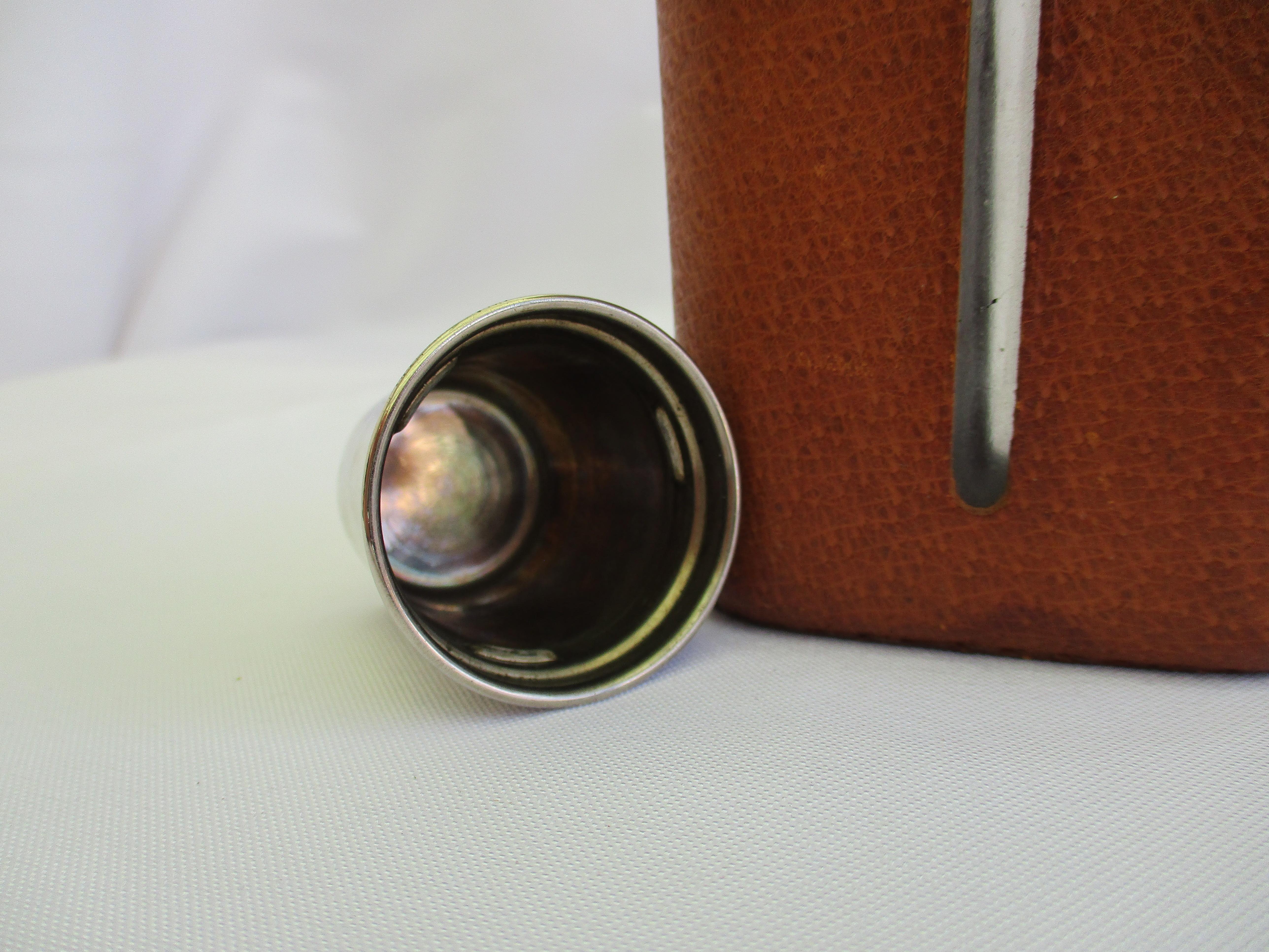Hand-Crafted Pair of original Aubock leather wraped Hip Flasks For Sale