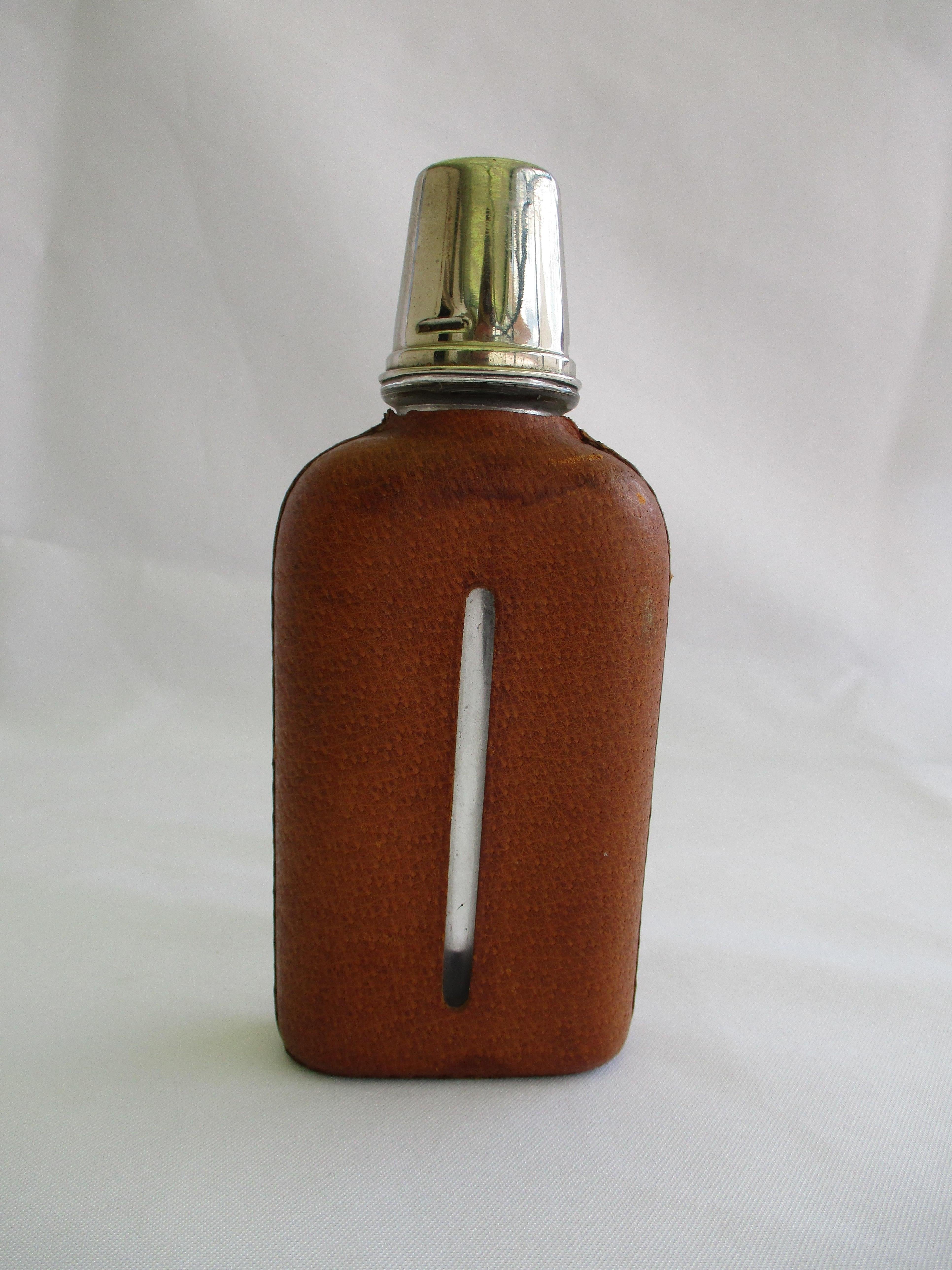 Pair of original Aubock leather wraped Hip Flasks For Sale 1