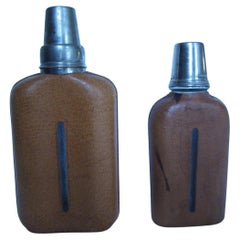 Vintage Pair of original Aubock Leather Wraped Hip Flasks