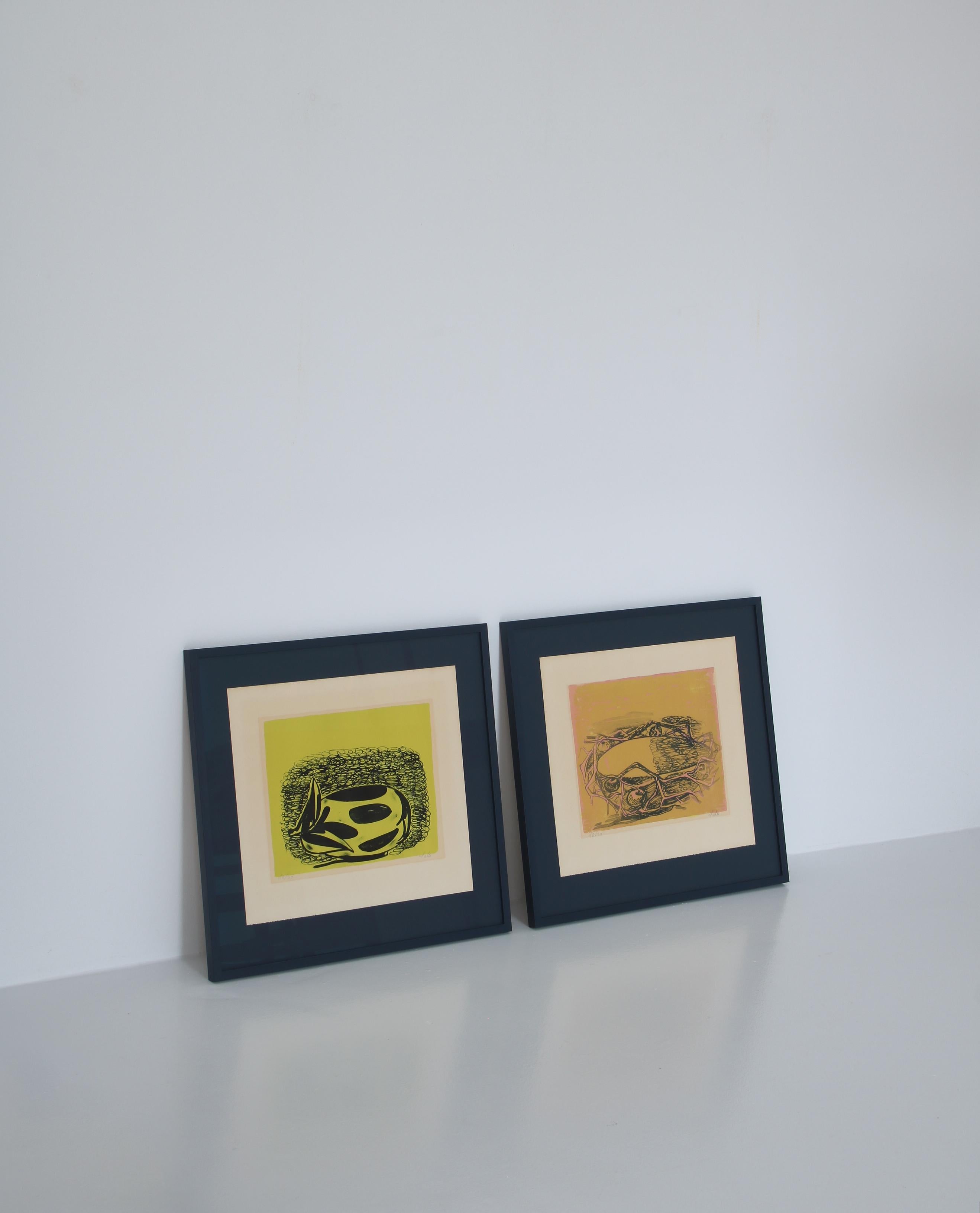 Pair of Original Axel Salto Lithographies in Blue Frames, 1930s For Sale 4