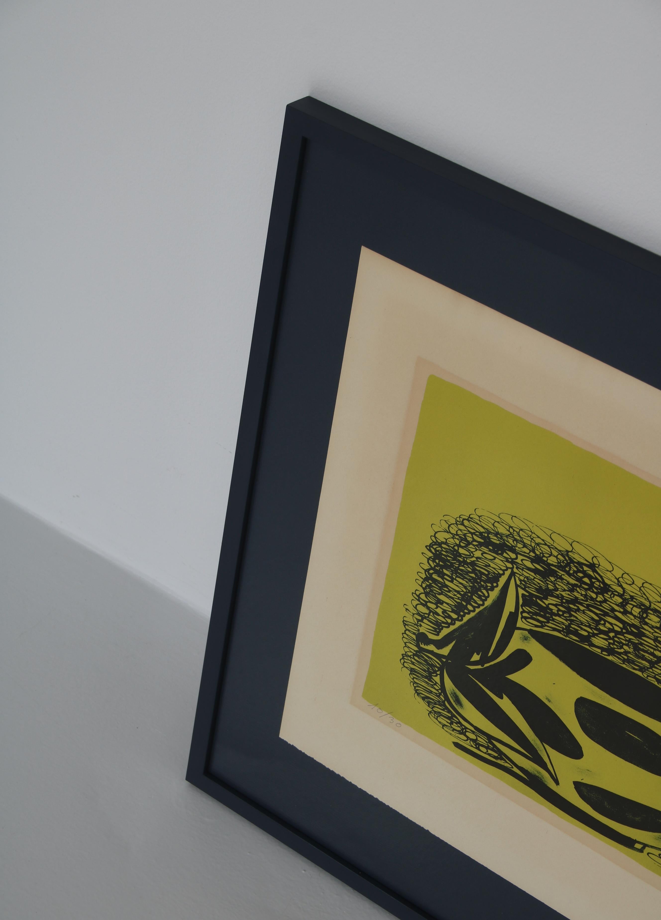 Pair of Original Axel Salto Lithographies in Blue Frames, 1930s For Sale 5