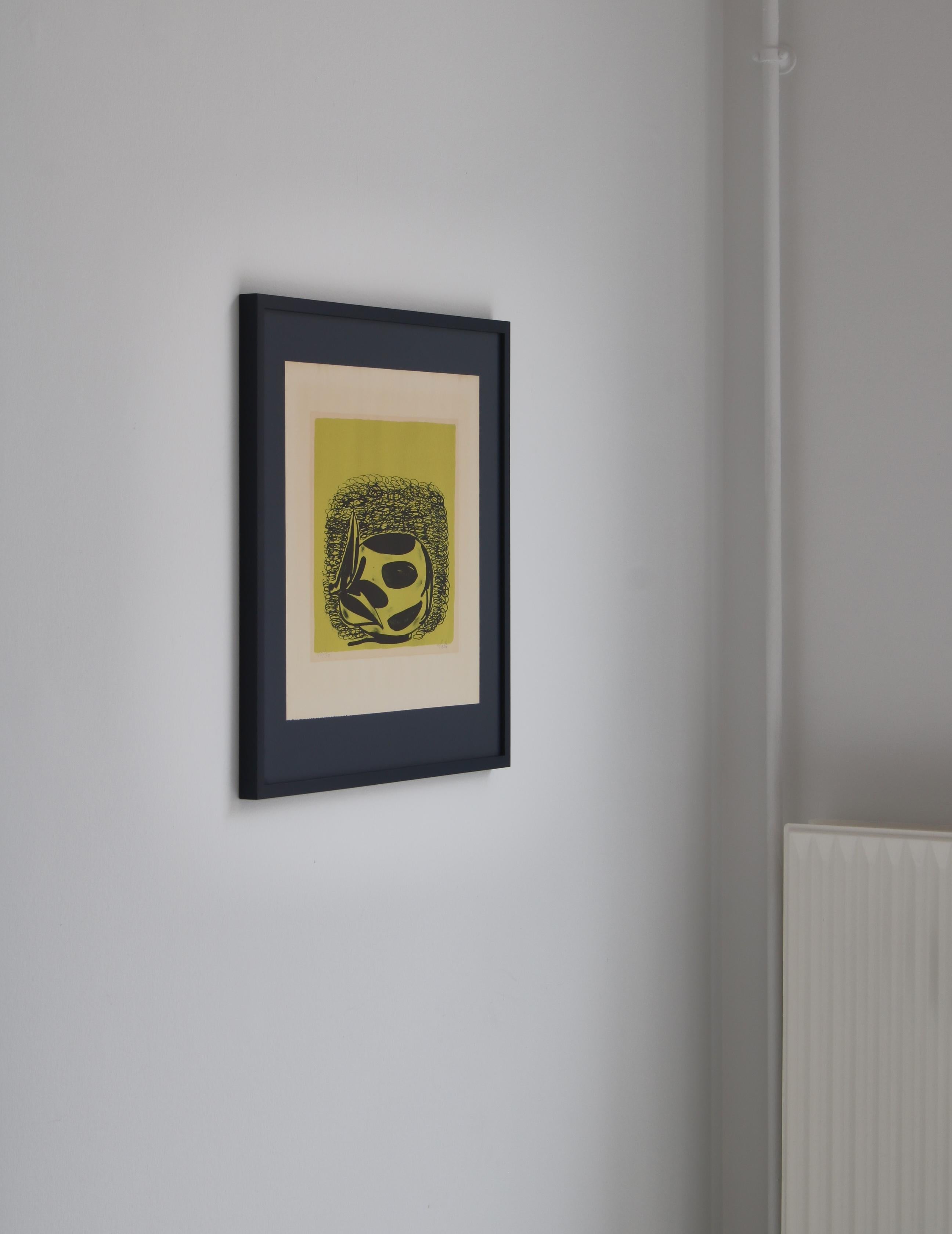 Pair of Original Axel Salto Lithographies in Blue Frames, 1930s In Good Condition For Sale In Odense, DK