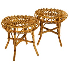 Pair of Original Bamboo Stools Attributed to Janine Abraham and Dirk Jan Rol