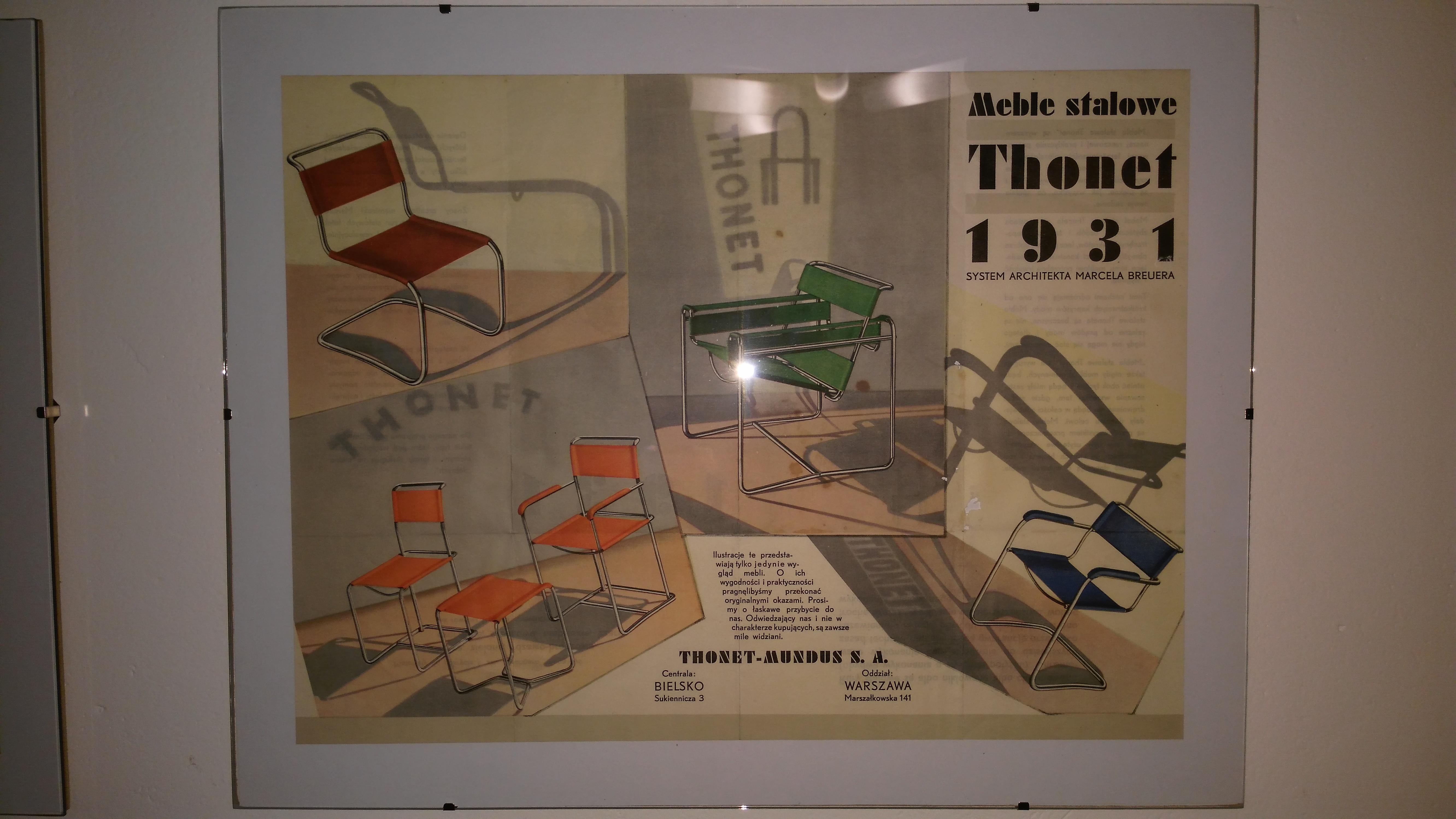 - 1931
- maker: Thonet
- original, no reprint
- quite good condition (one with small hole)
- bright and nice colors
- one is in Polish, one in Czech
- frame dimensions: 46 x 36 cm.