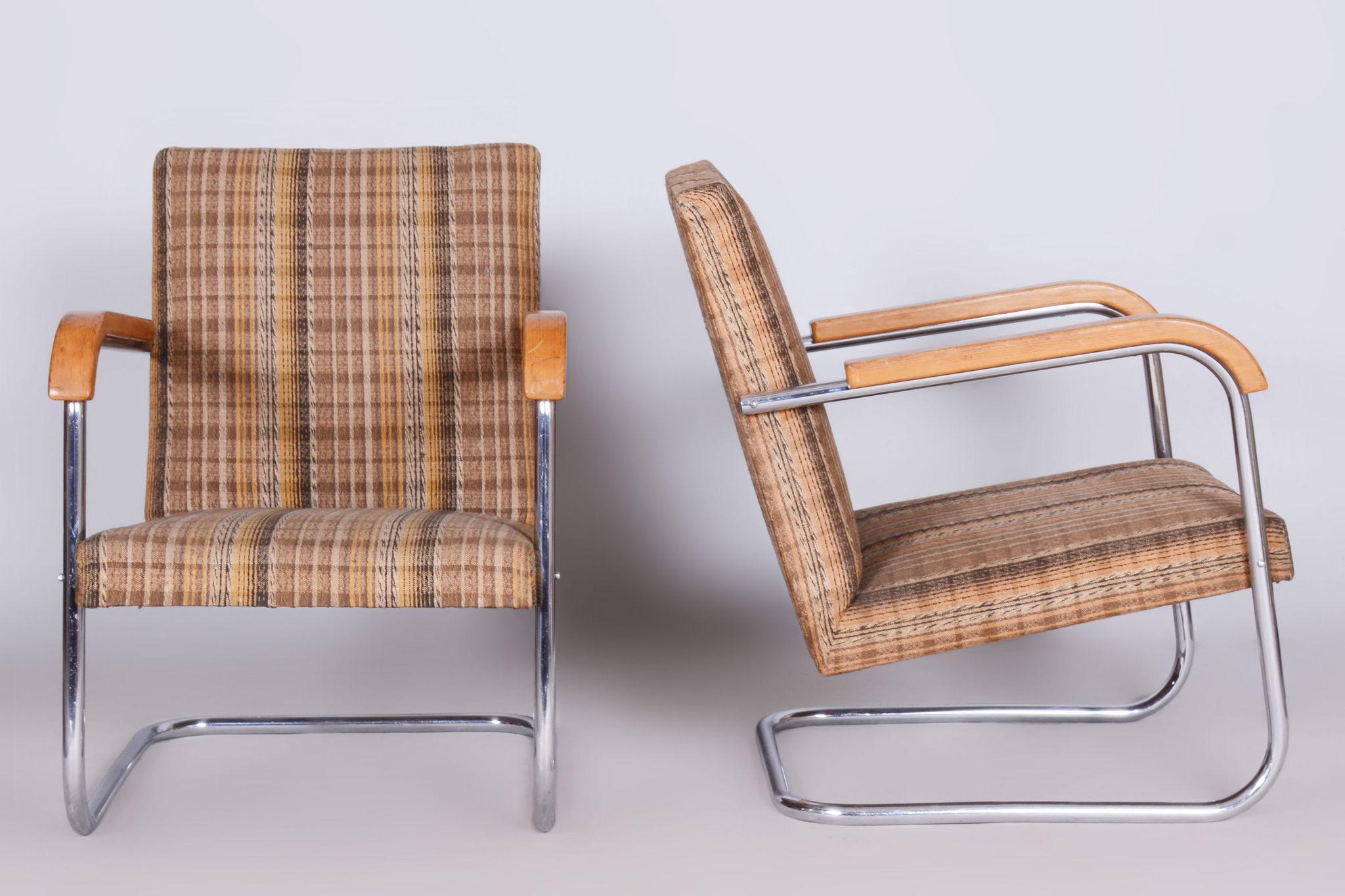 Pair of Original Bauhaus Armchairs, Mücke - Melder, Design: Anton Lorenz, 1930s 1