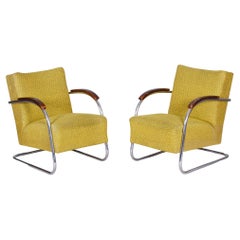 Pair of Original Bauhaus Armchairs, Mücke - Melder, Original Upholstery, 1930s