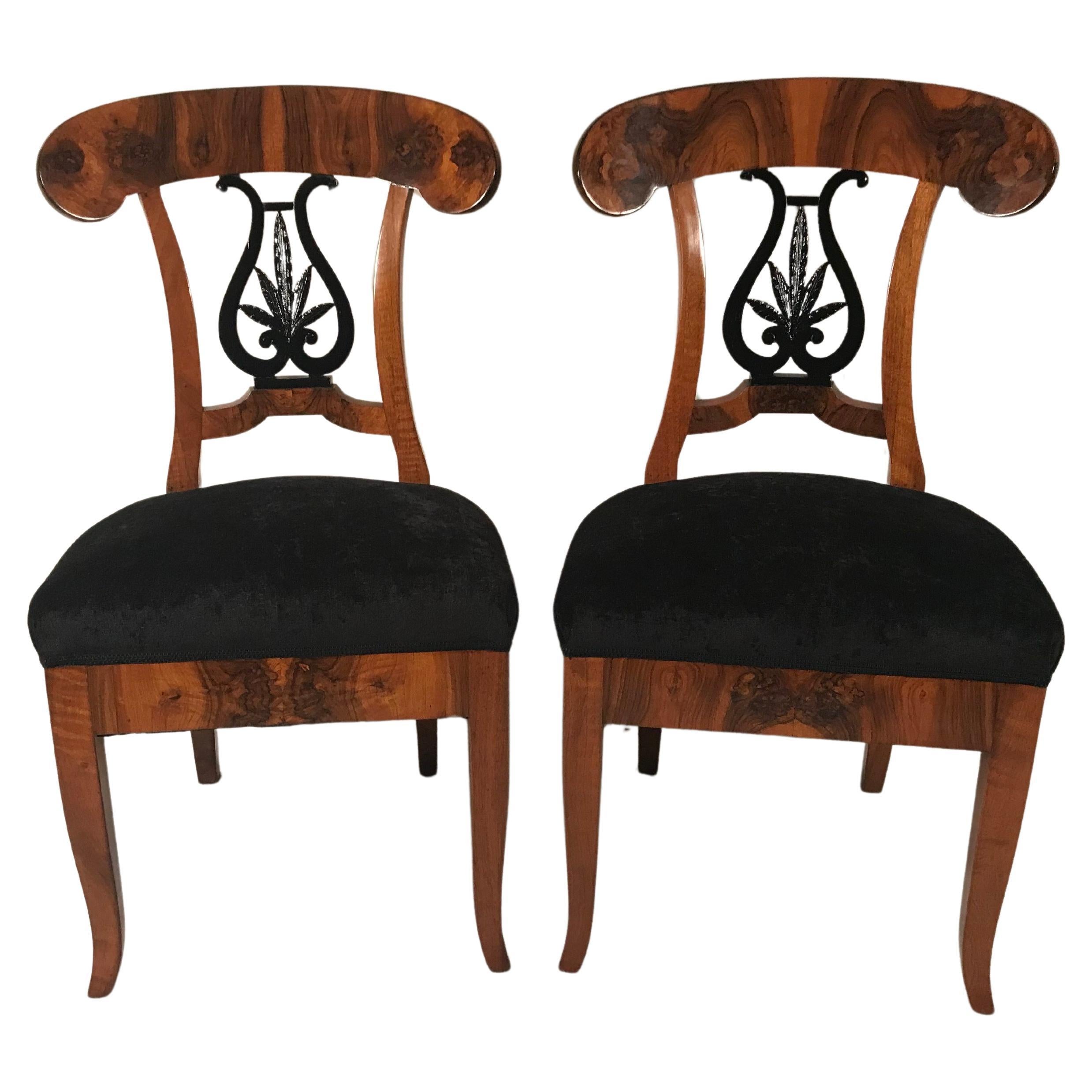 Pair of original Biedermeier Chairs, 1820 For Sale