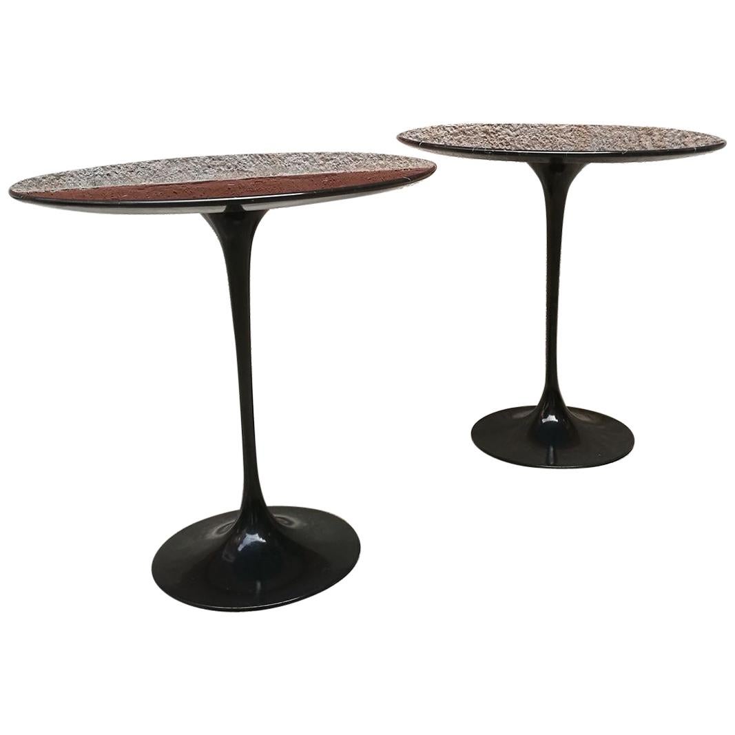 Original Black Marquinia Side Table Designed by Eero Saarinen for Knoll, 1950s