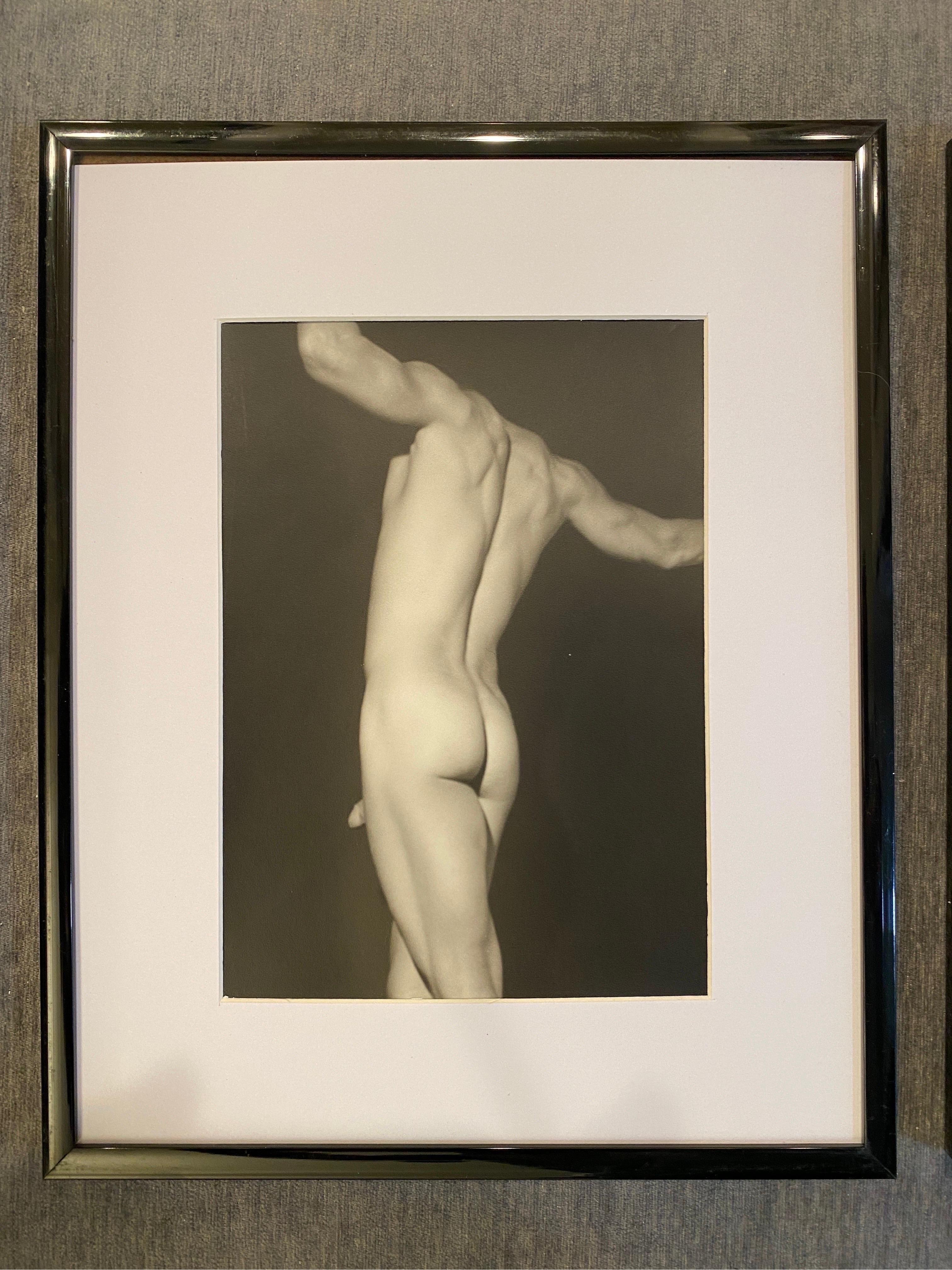 American Pair of Original B&W Male Nude Silver Gelatin Photographs 1996 by George Machado For Sale