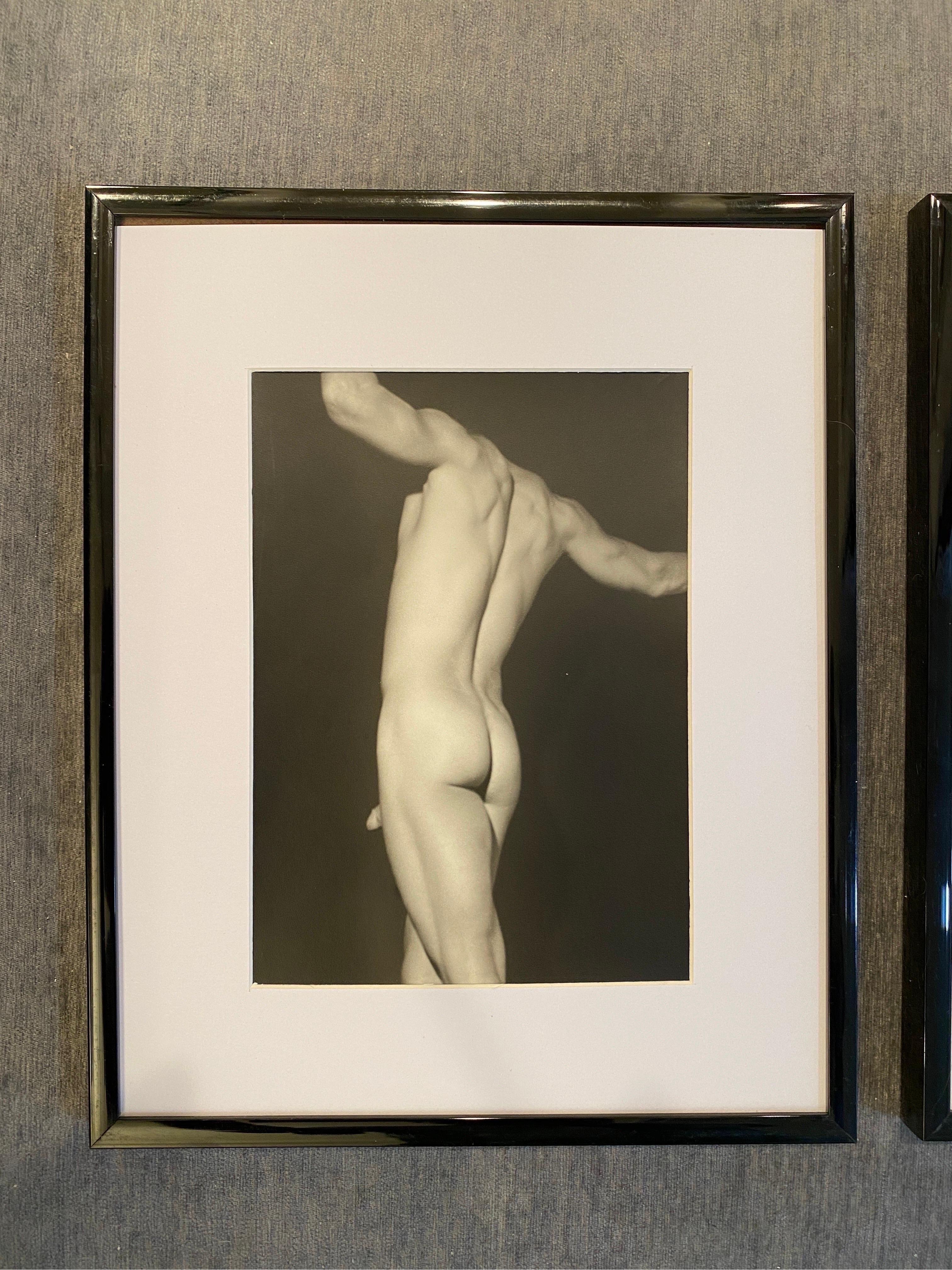 Pair of Original B&W Male Nude Silver Gelatin Photographs 1996 by George Machado In Good Condition For Sale In Palm Springs, CA