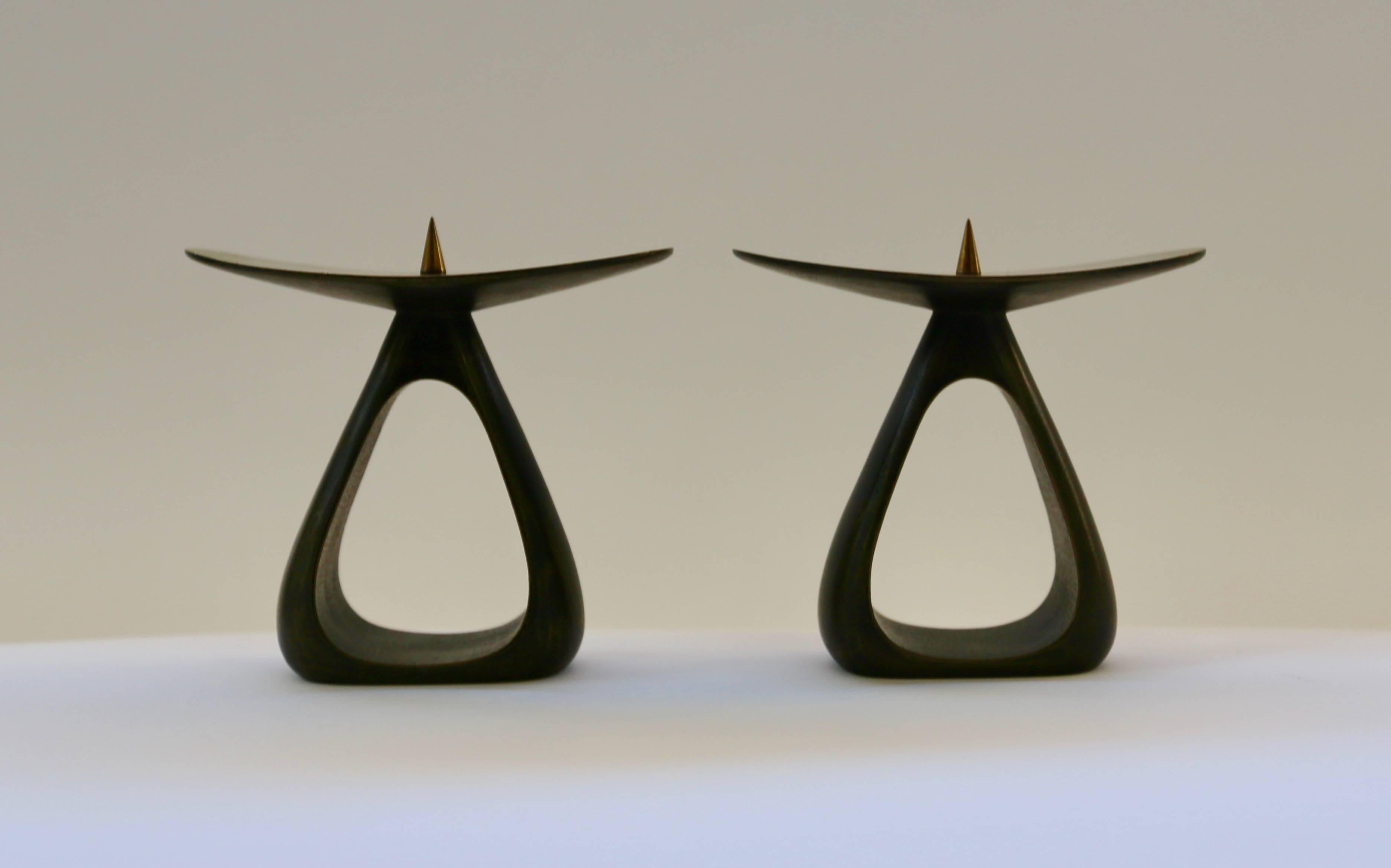 Great pair of original Carl Auböck Bronze (rare in bronze, more common in brass)  Candleholders in perfect condition.