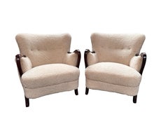 Pair of original Danish Viggo Boesen lounge chairs.