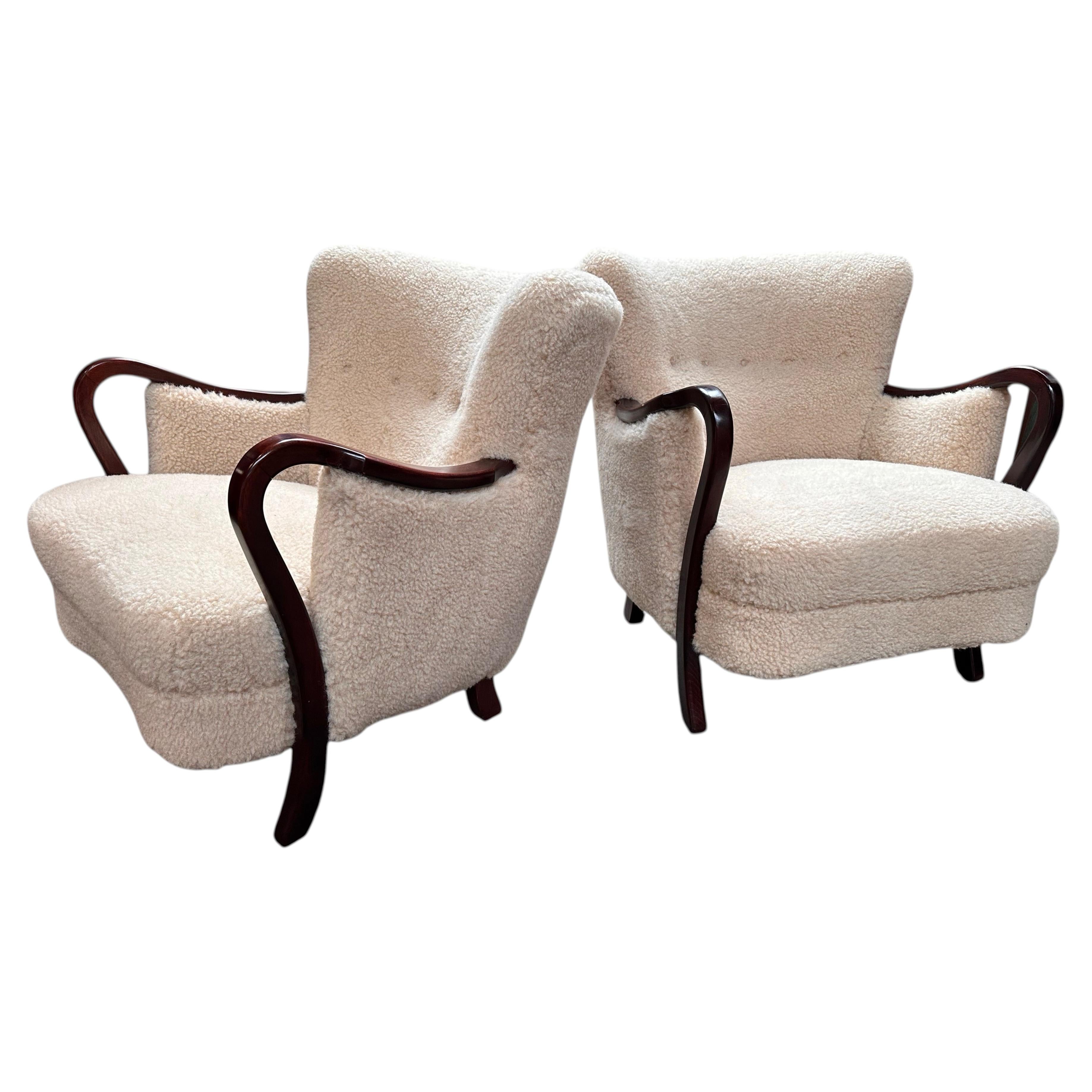 Pair of original Danish Viggo Boesen lounge chairs.