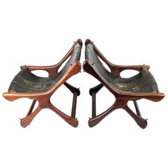 Pair of Original Don Shoemaker Leather Sling Chairs