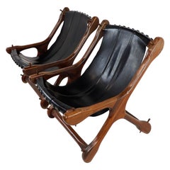 Paire de chaises d'origine Don Shoemaker en cuir