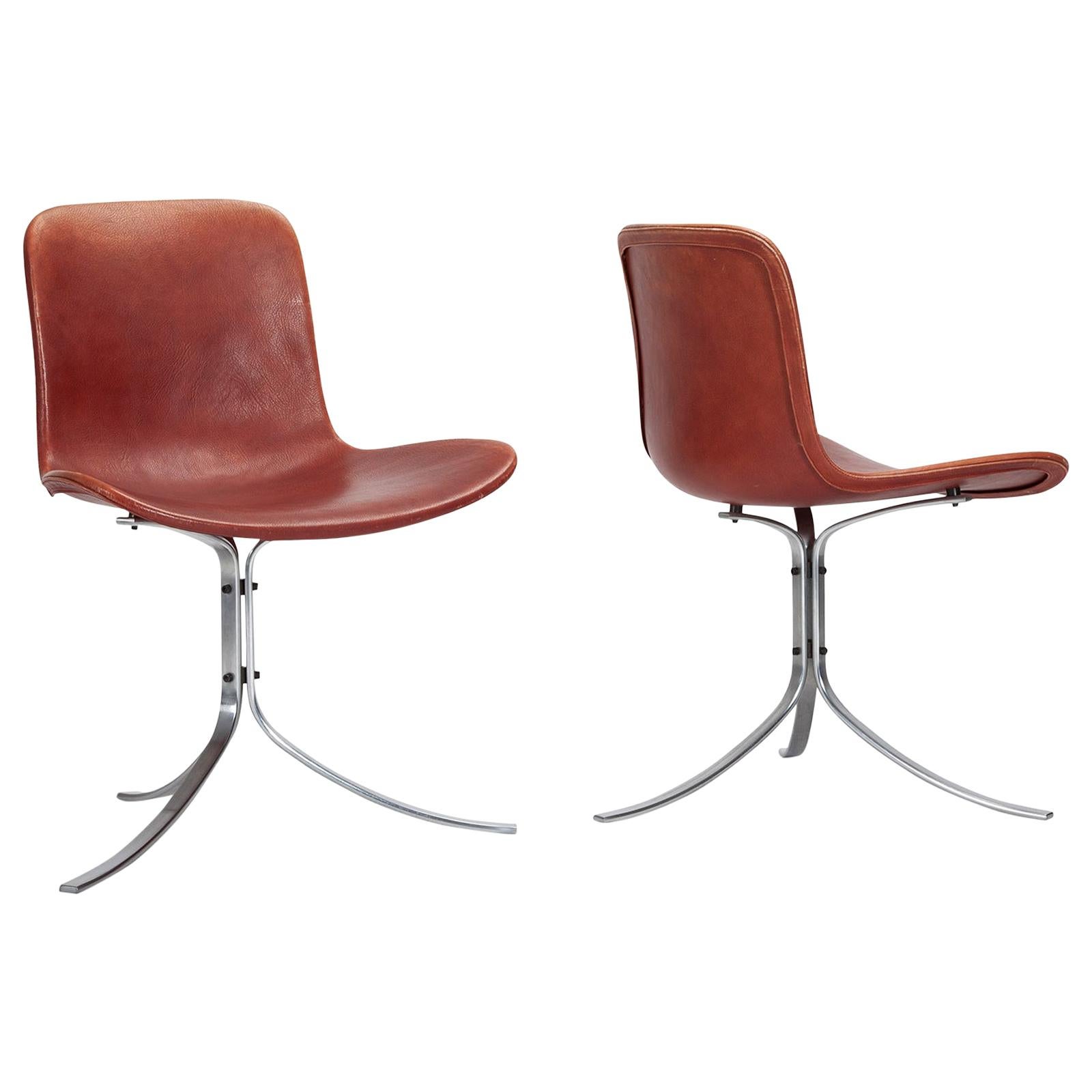Pair of Original Edition PK 9 Chairs by Poul Kjærholm For Sale