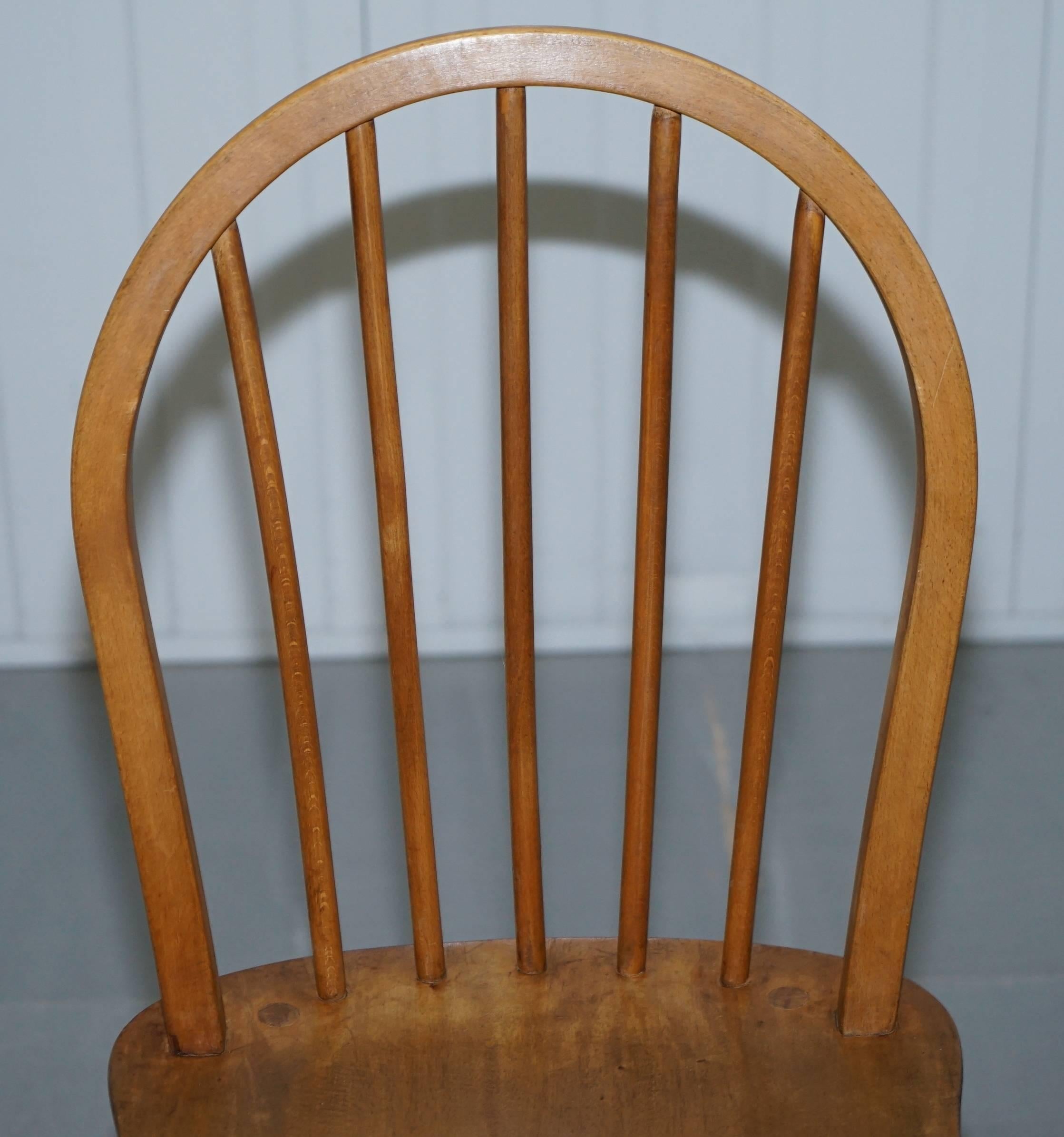 Pair of Original Ercol Productions Windsor Dining Chairs Spindle 4