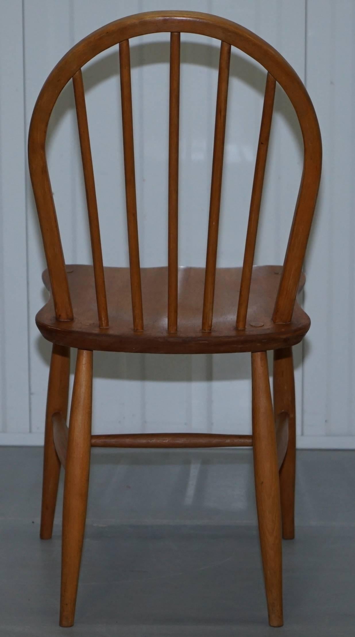 Mid-Century Modern Pair of Original Ercol Productions Windsor Dining Chairs Spindle