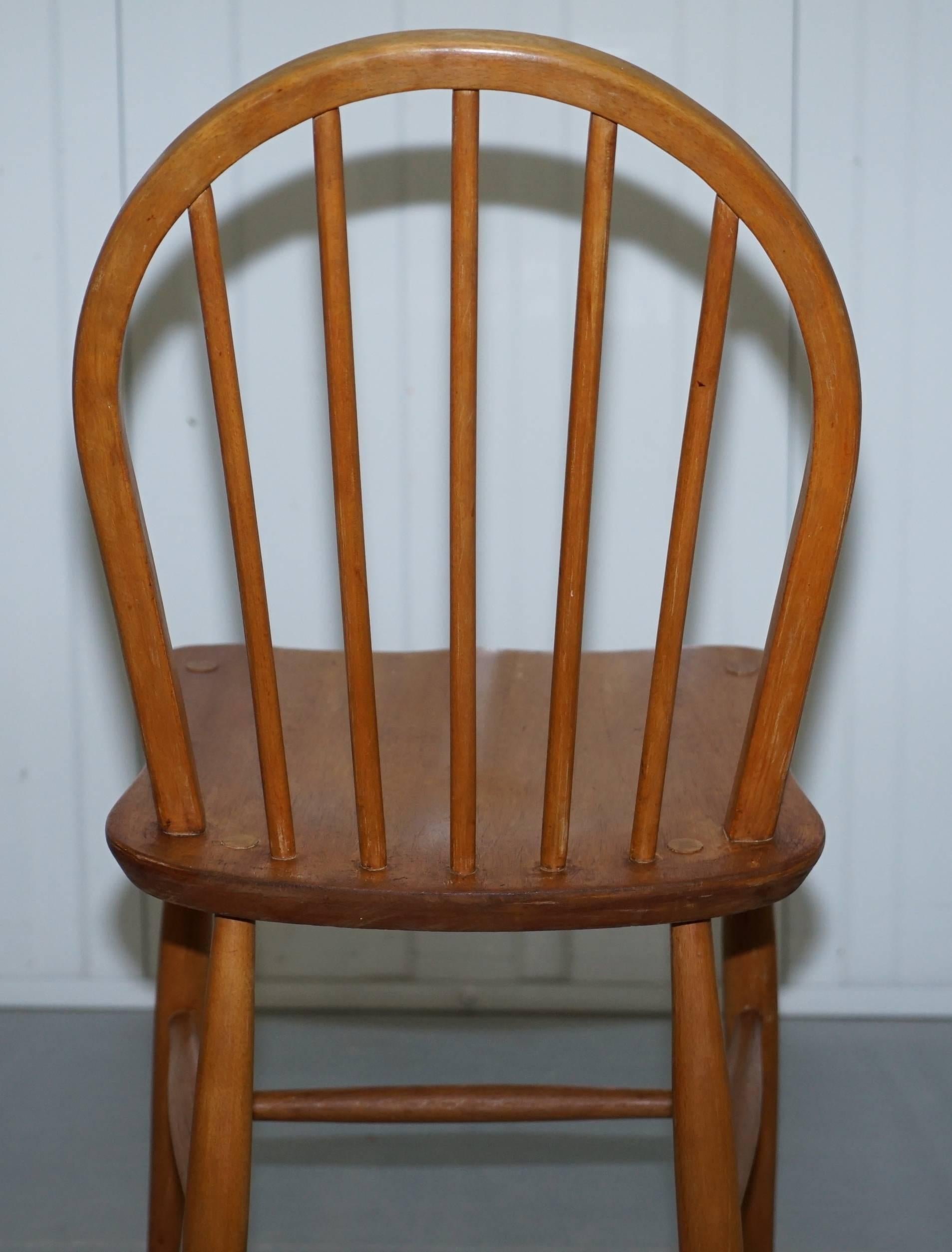 British Pair of Original Ercol Productions Windsor Dining Chairs Spindle