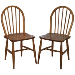 Vintage Pair of Original Ercol Productions Windsor Dining Chairs Spindle