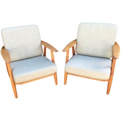 Pair of Original GE240 or 'Cigar' Chairs by Hans J Wegner for GETAMA