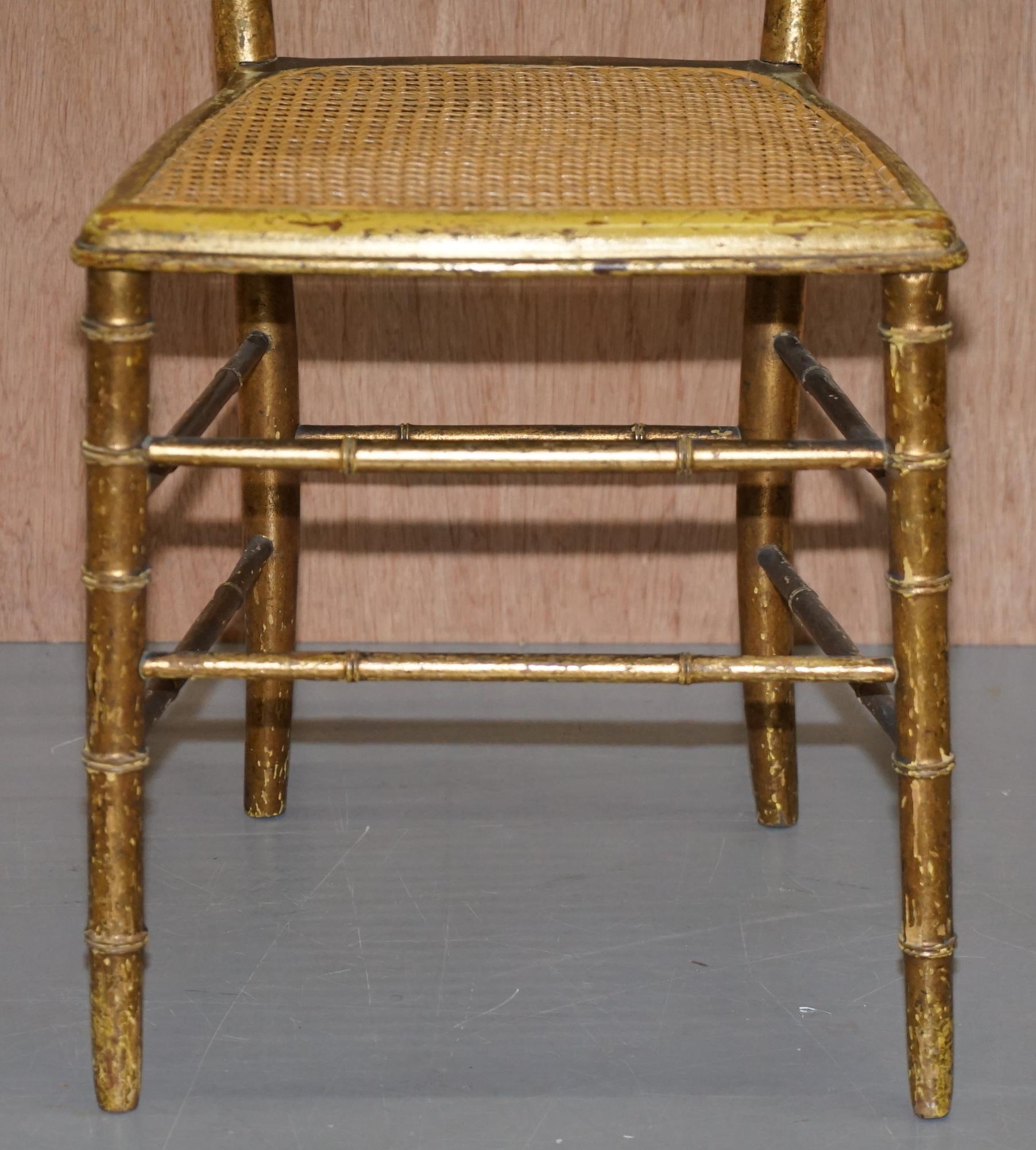 Pair of Original Giltwood Famboo Regency Bergere Chairs with Period Gold Gilding For Sale 3