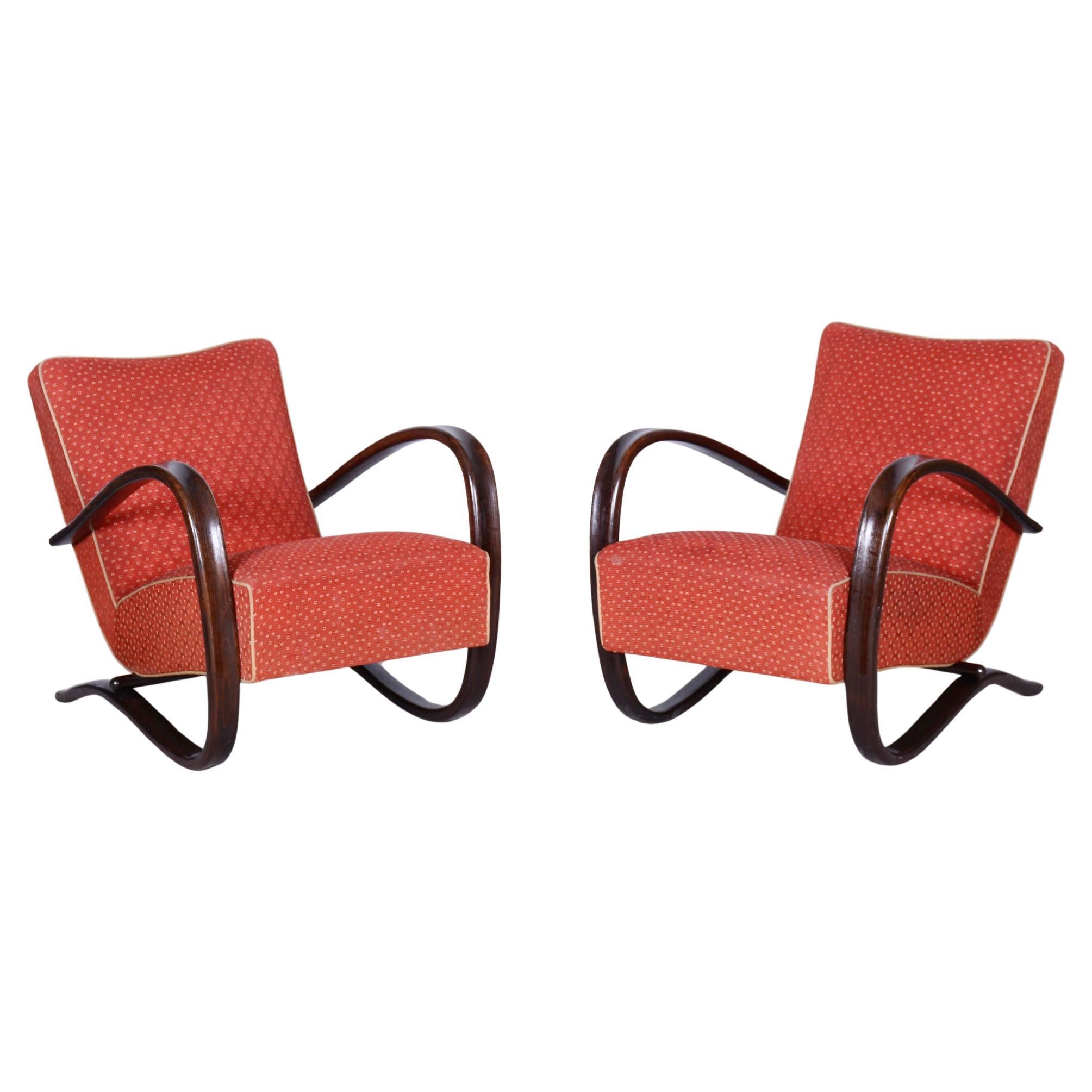 Pair of Original H-269 Armchairs, by Jindrich Halabala, UP Zavody, Czech, 1930s For Sale