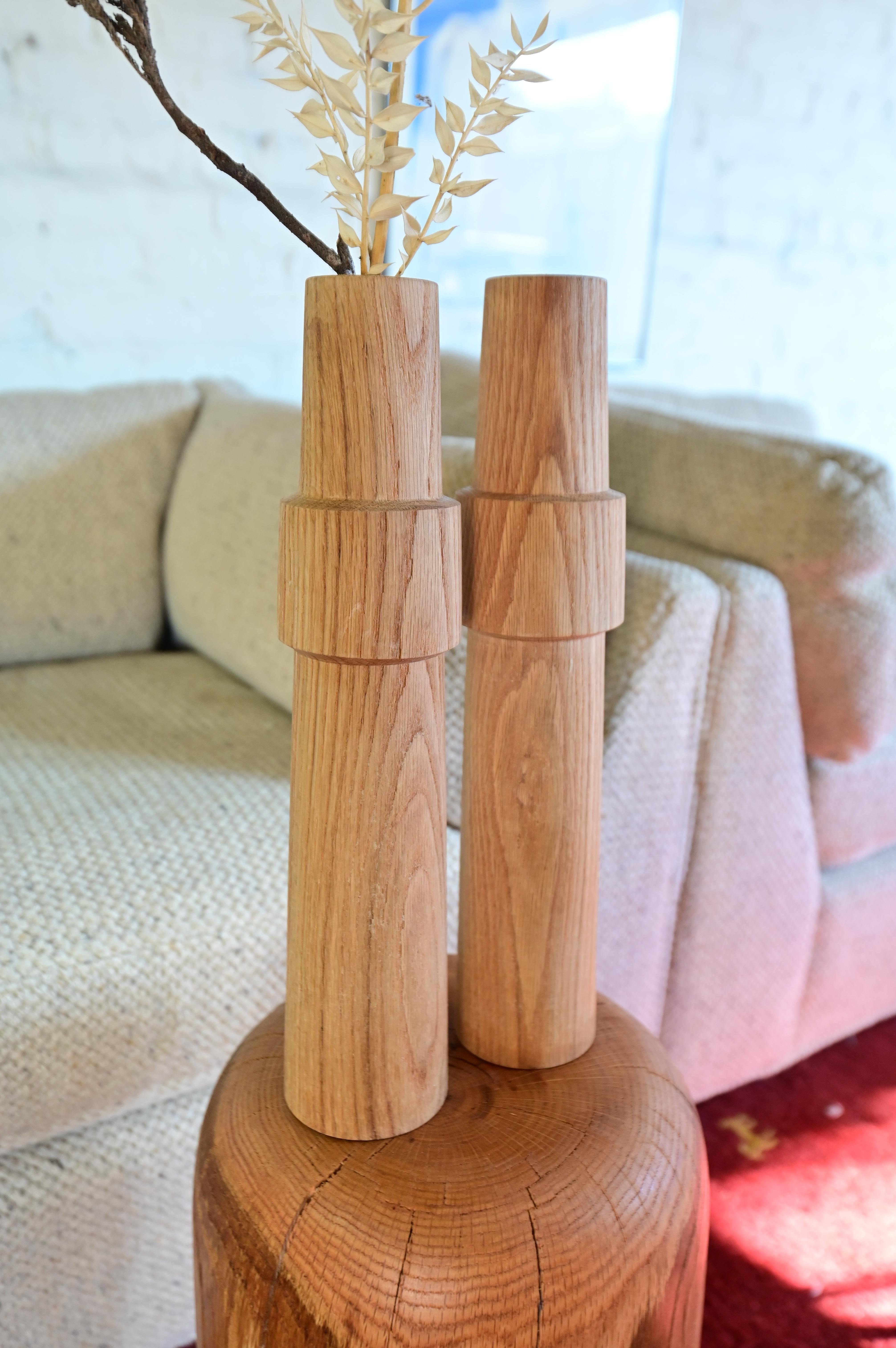 Pair of Original Hand Carved Wooden Vases In New Condition For Sale In Richmond, VA