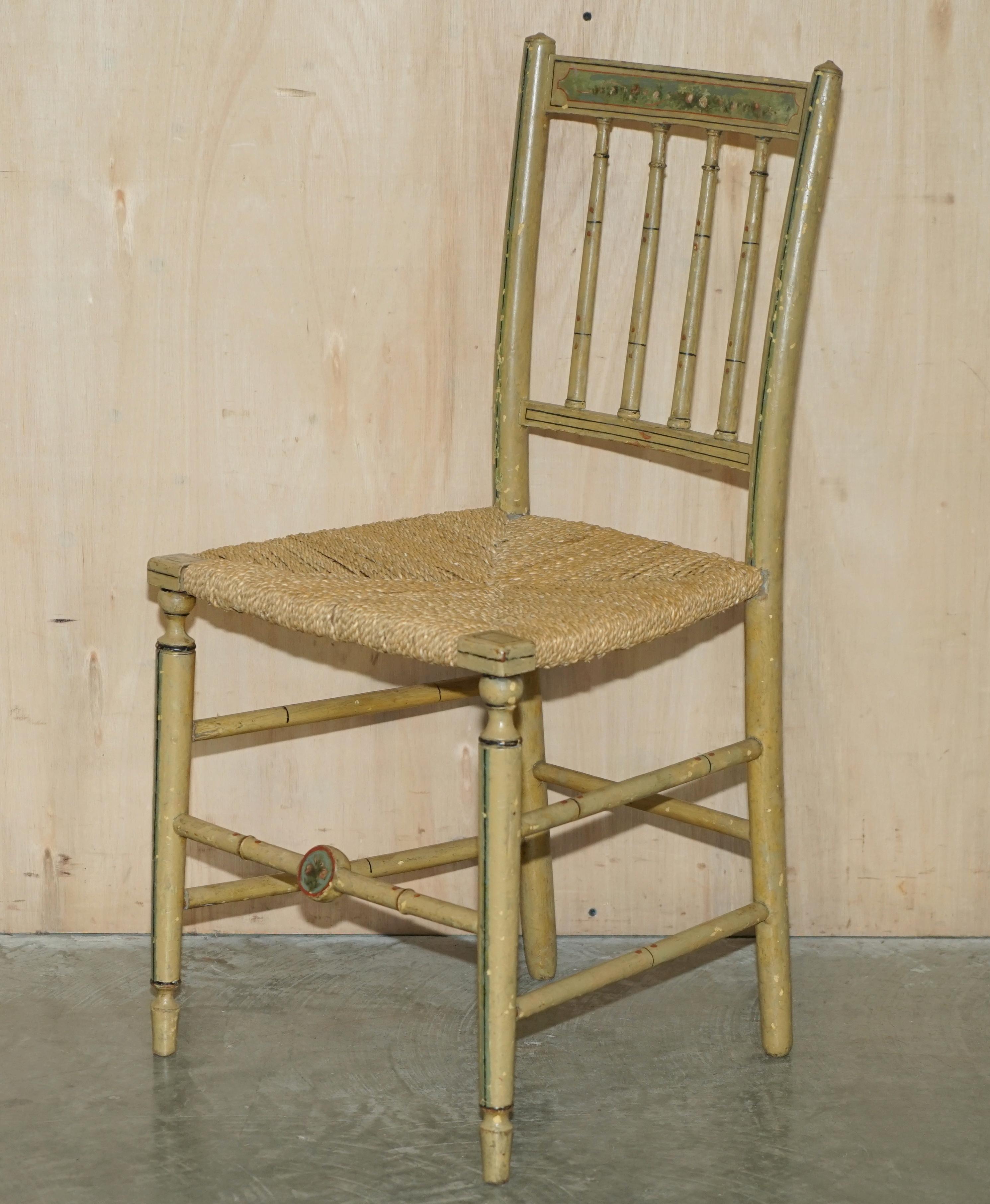 Pair of Original Hand Painted Antique Regency circa 1810-1820 Side Chairs For Sale 12
