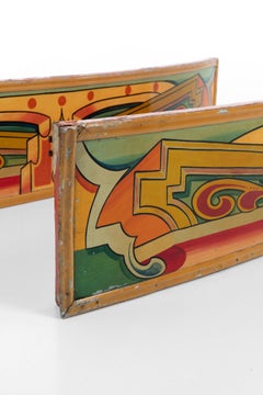 Pair of Original Hand-Painted Wooden Fairground Signage, circa 1950s