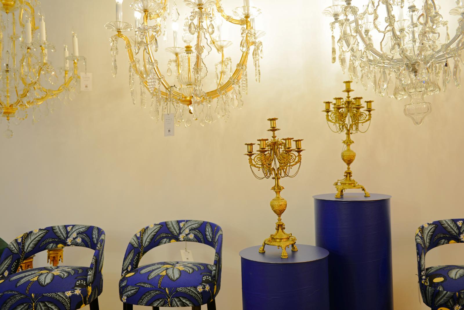 Historistic candlesticks rich engraved and decorated two pieces in the Louis Seize style.
