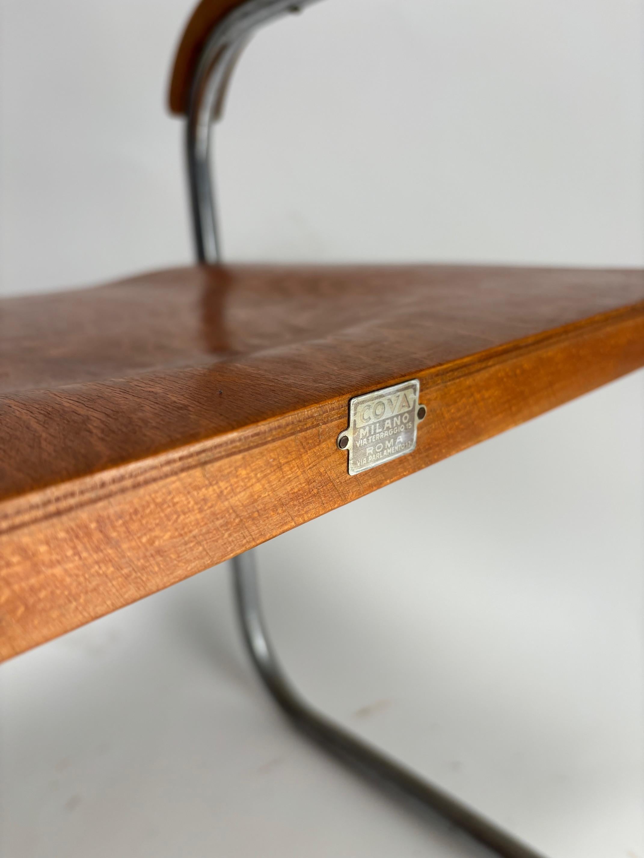 Pair of original  Italian Bauhaus Armchairs produced by Cova, Milan 1930s For Sale 2