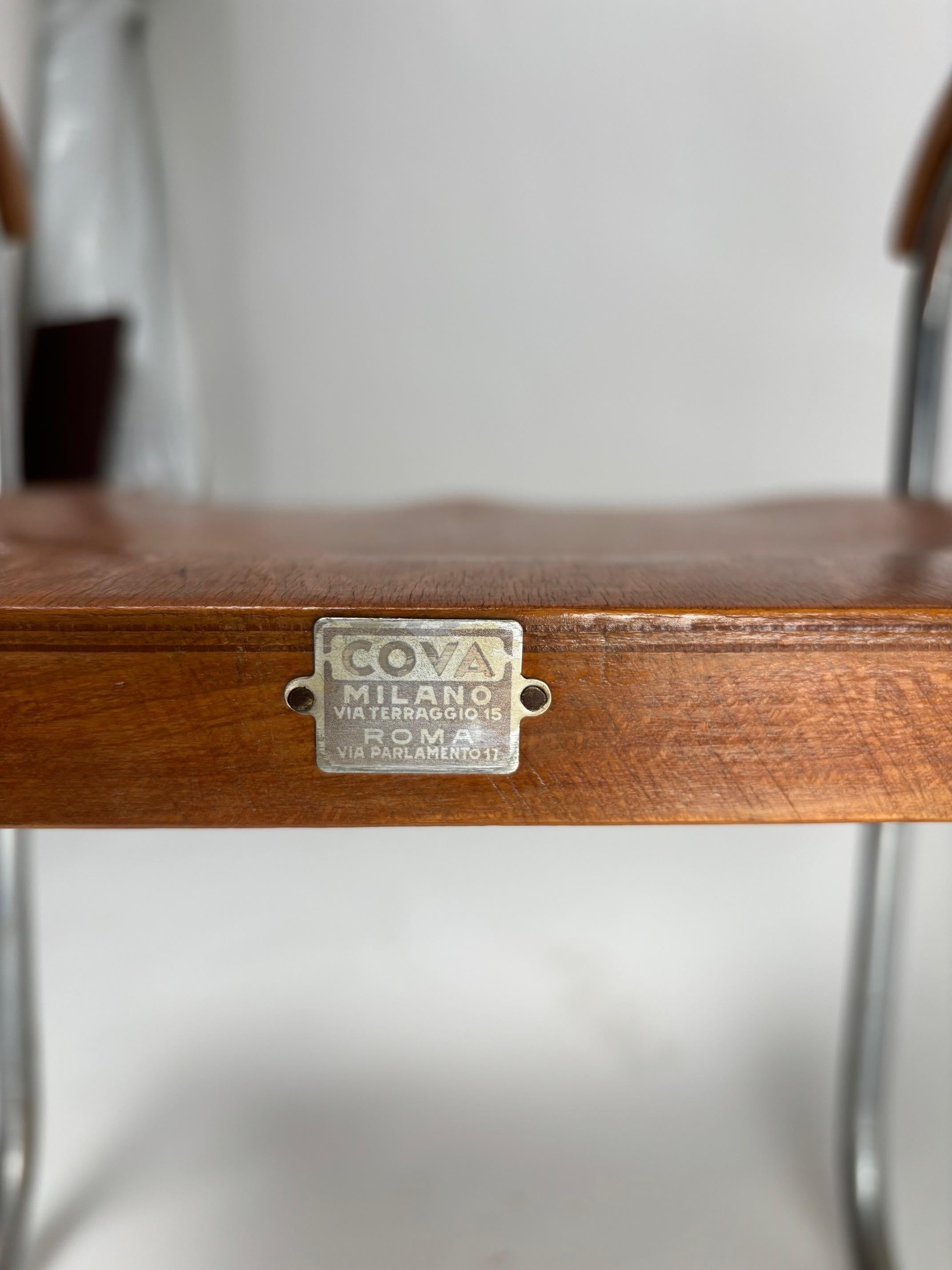 Pair of original  Italian Bauhaus Armchairs produced by Cova, Milan 1930s For Sale 3