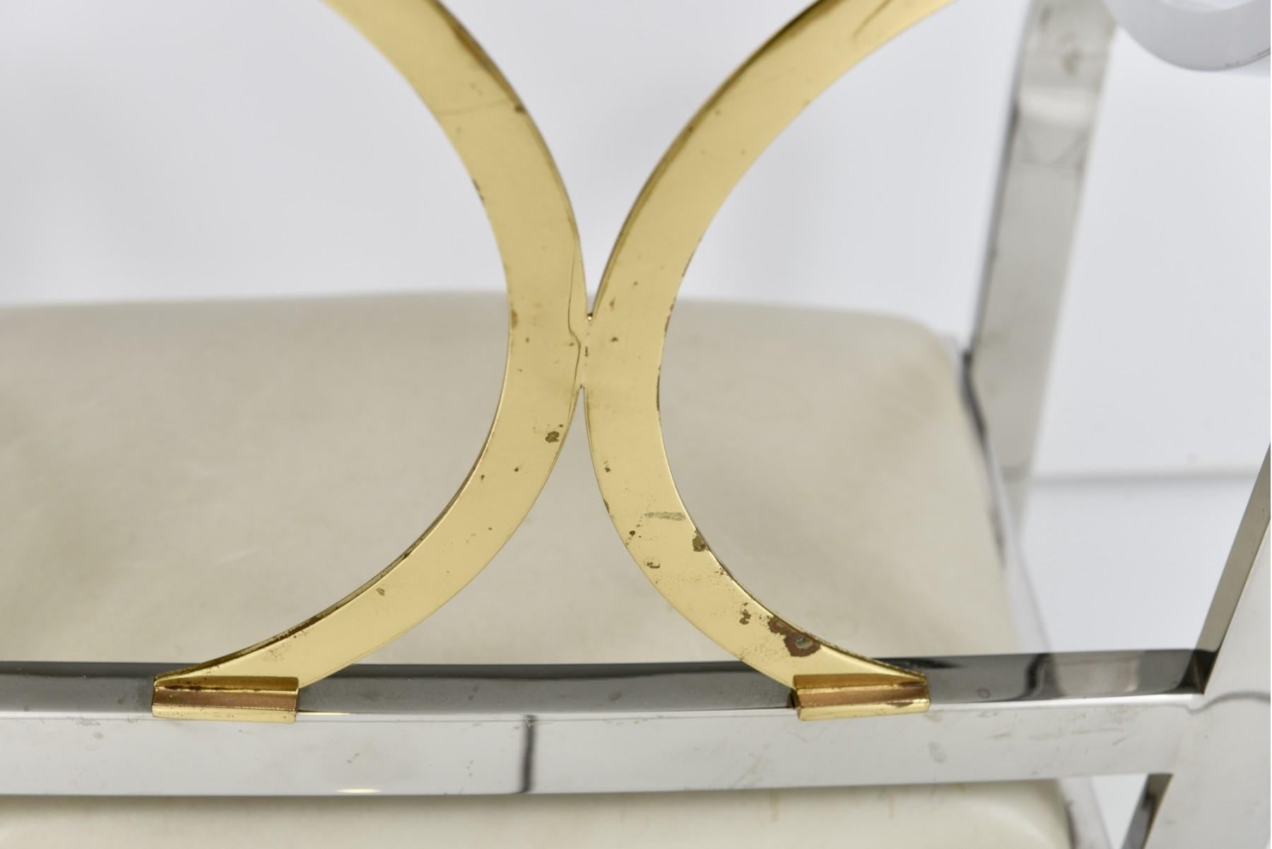 Late 20th Century Pair of Original Karl Springer Chairs, Stainless Steel and Brass For Sale