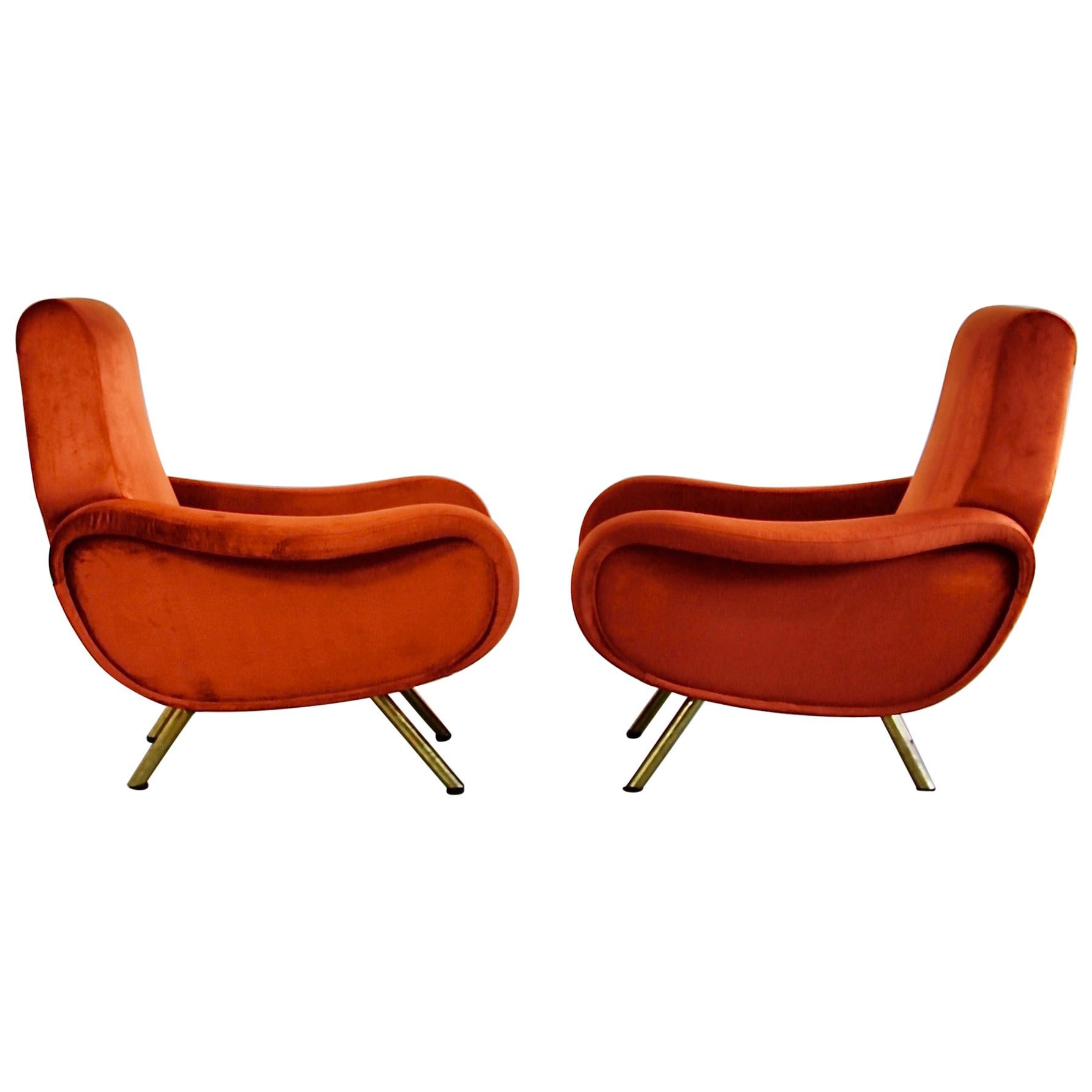 Pair of Original Lady Armchairs by Marco Zanuso, Arflex, Italy 'Rusty