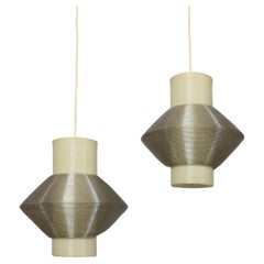 Pair of Original Large 1960s Heifetz Rotaflex Pendant Lamps