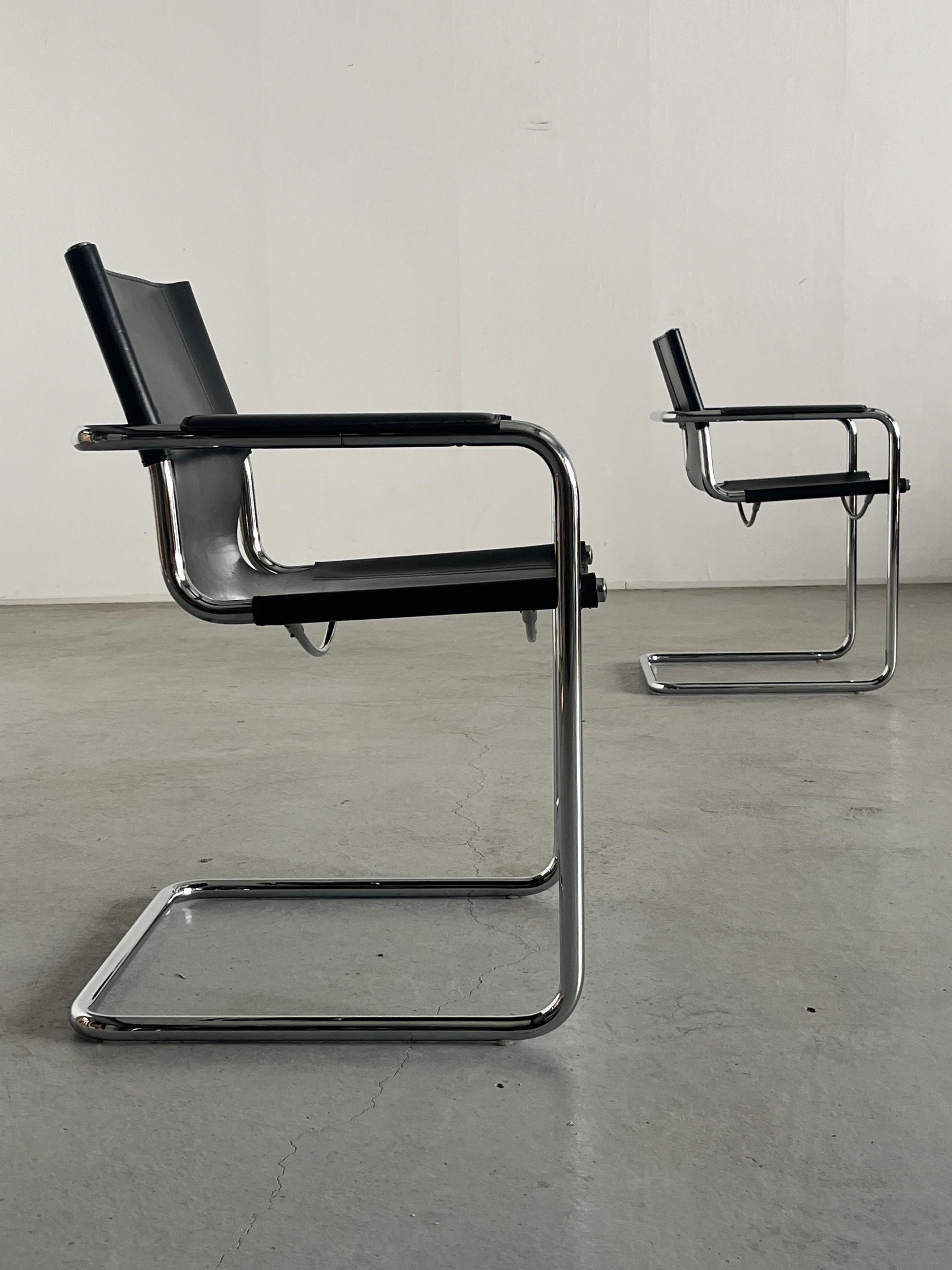 Pareja de originales sillones cantilever de cuero de Centro Studi para Matteo Grassi en Bueno estado para la venta en Zagreb, HR