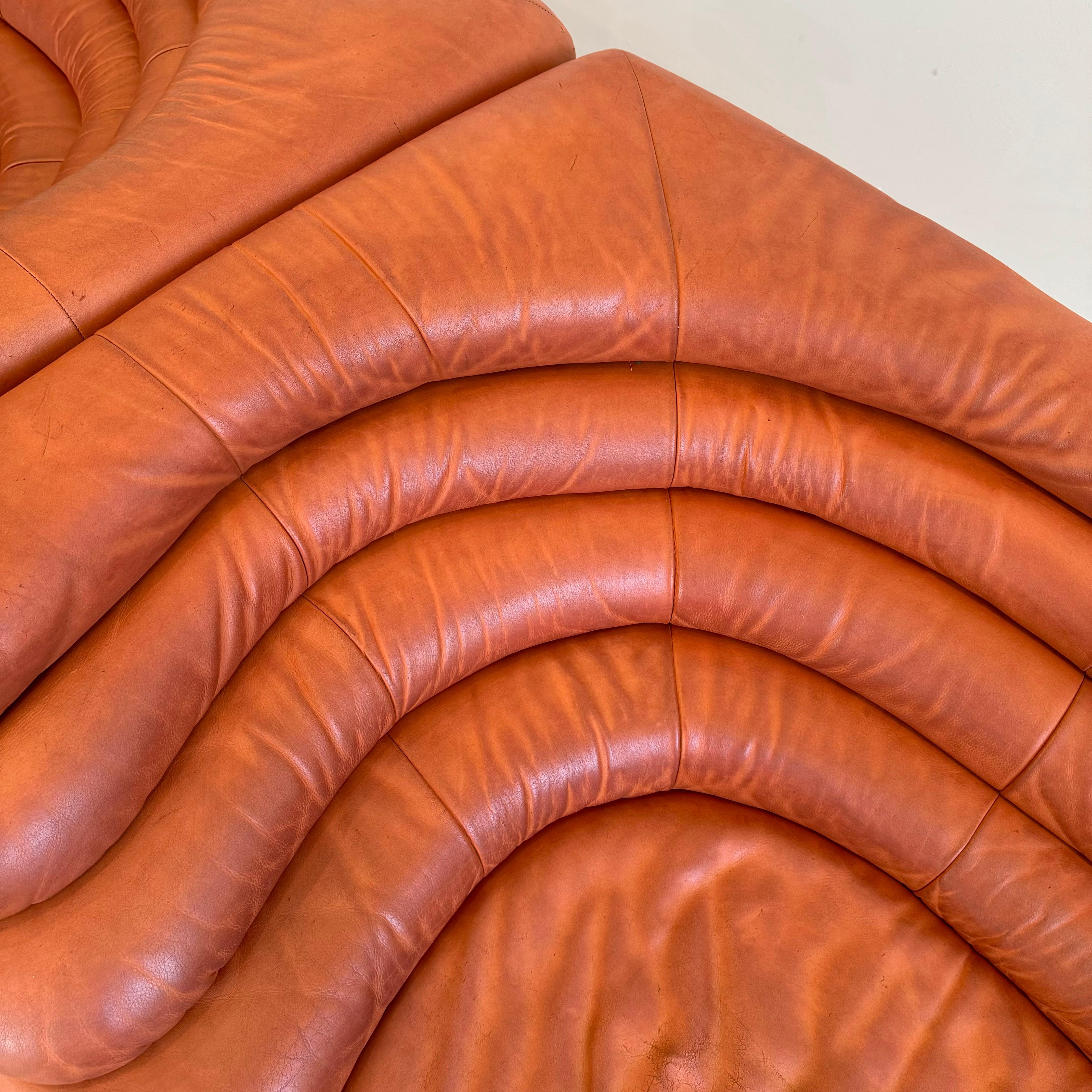 Ein Paar Original De Sede Terrazza Sofas aus Leder von Ubald Klug, 1970er Jahre Schweiz im Angebot 6