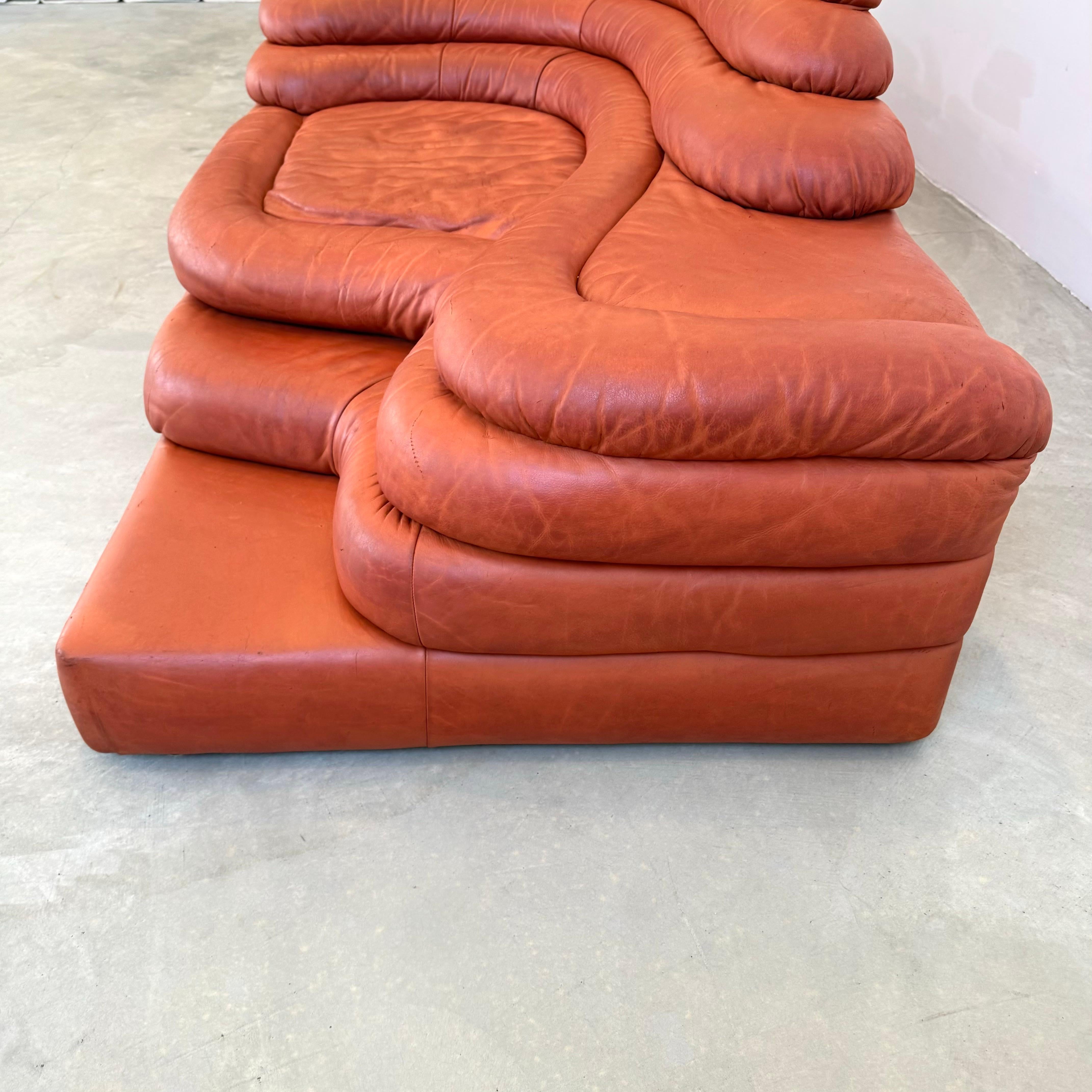 Ein Paar Original De Sede Terrazza Sofas aus Leder von Ubald Klug, 1970er Jahre Schweiz im Angebot 8