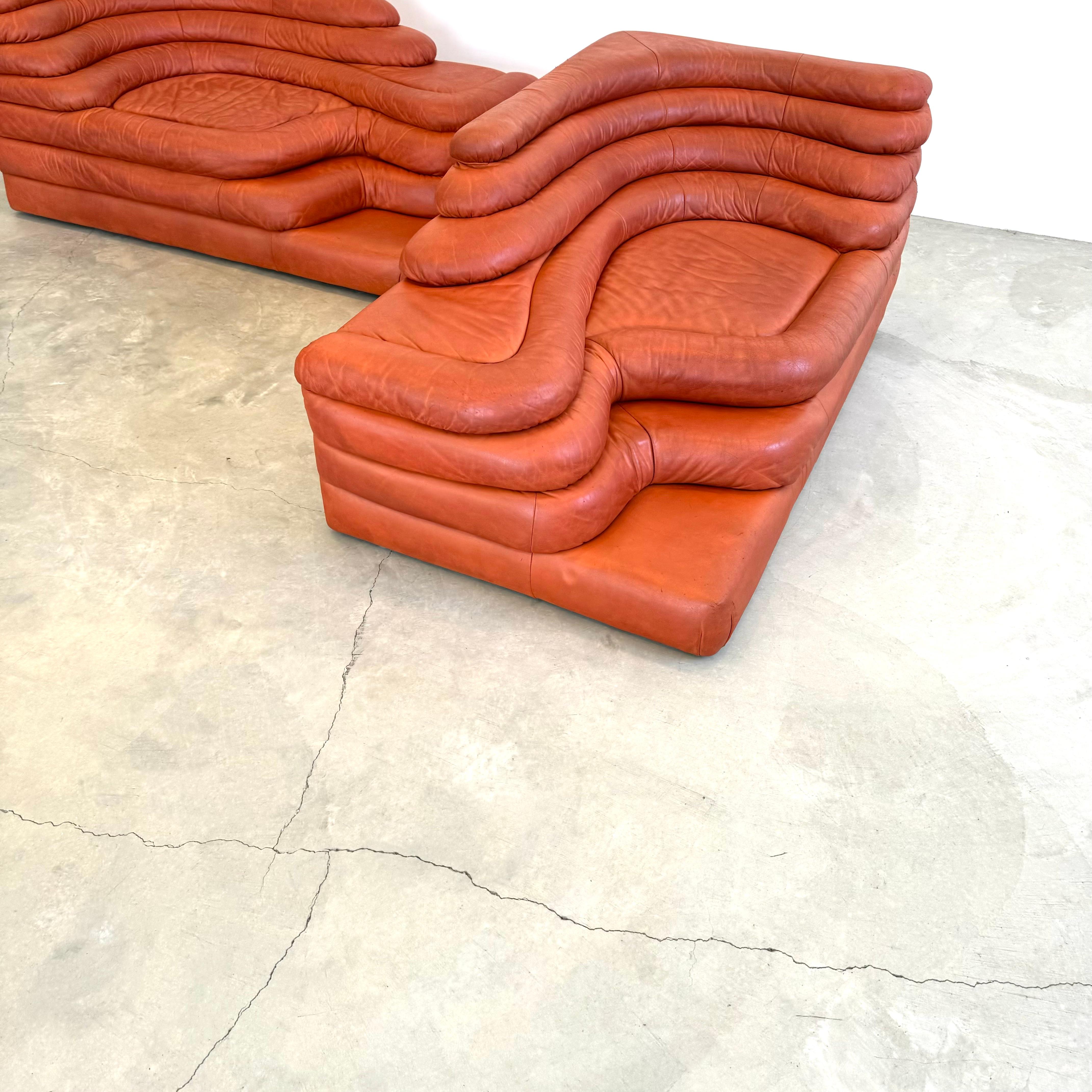 Ein Paar Original De Sede Terrazza Sofas aus Leder von Ubald Klug, 1970er Jahre Schweiz im Angebot 11