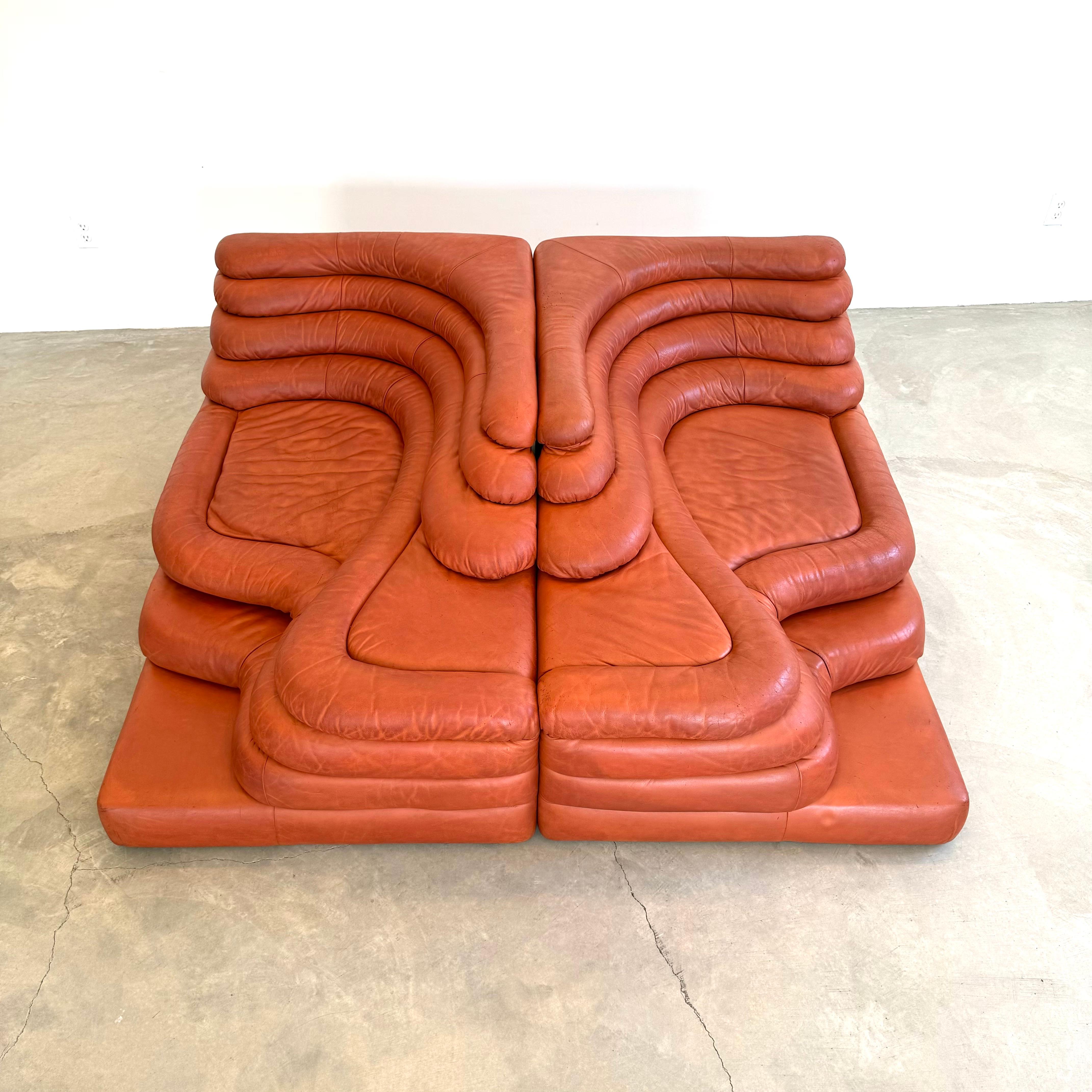 Ein Paar Original De Sede Terrazza Sofas aus Leder von Ubald Klug, 1970er Jahre Schweiz im Angebot 13