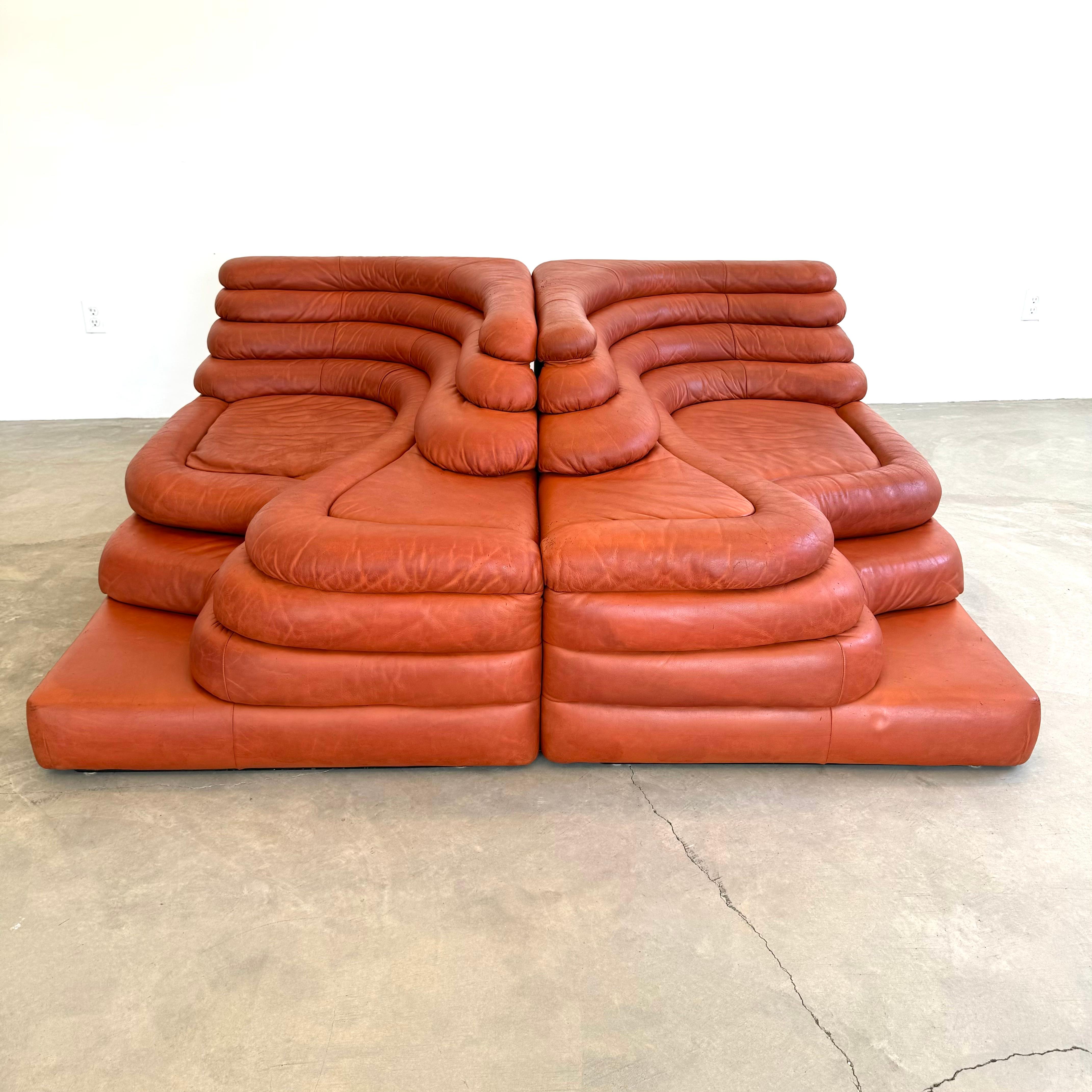Ein Paar Original De Sede Terrazza Sofas aus Leder von Ubald Klug, 1970er Jahre Schweiz (Schweizerisch) im Angebot