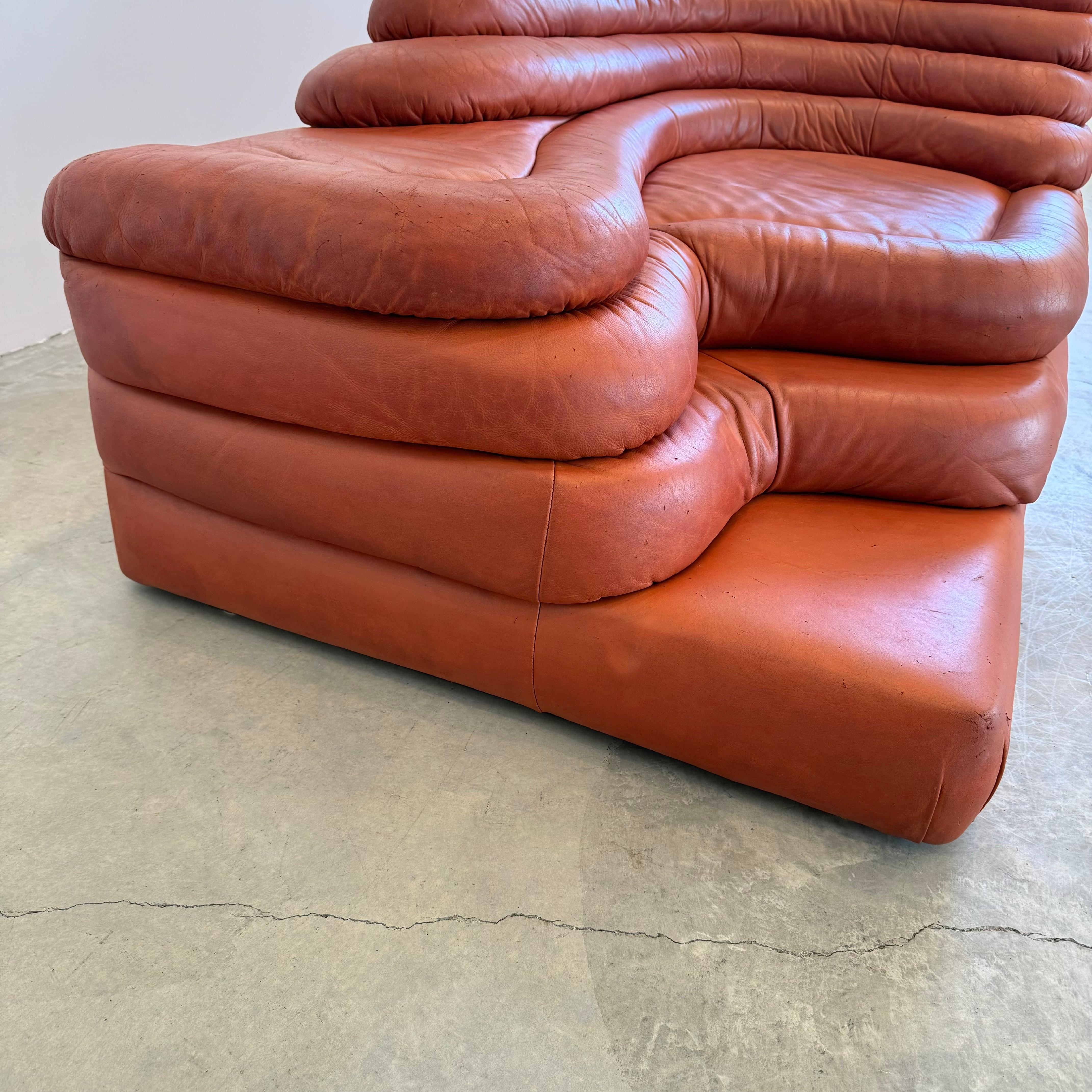 Ein Paar Original De Sede Terrazza Sofas aus Leder von Ubald Klug, 1970er Jahre Schweiz im Angebot 3