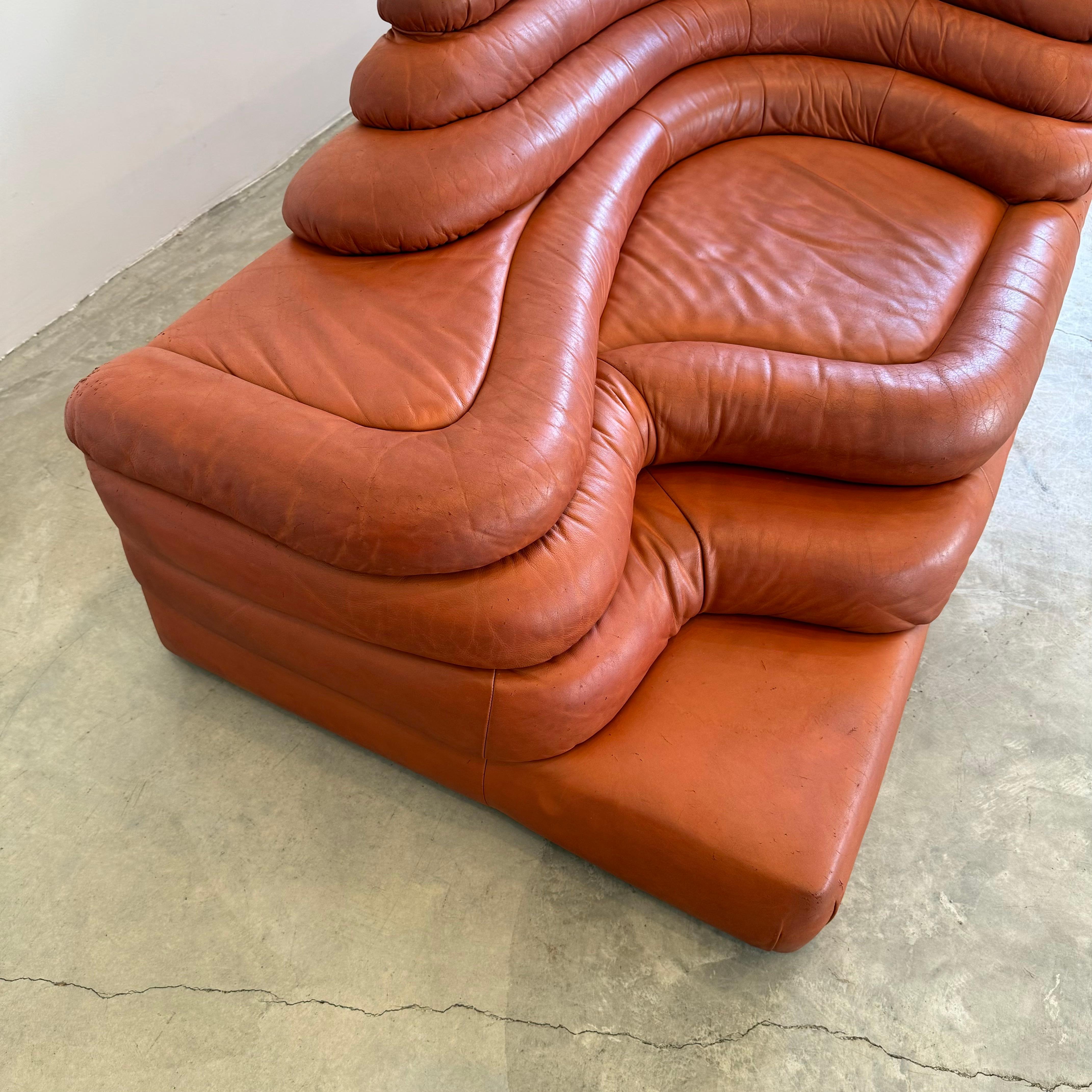 Ein Paar Original De Sede Terrazza Sofas aus Leder von Ubald Klug, 1970er Jahre Schweiz im Angebot 4