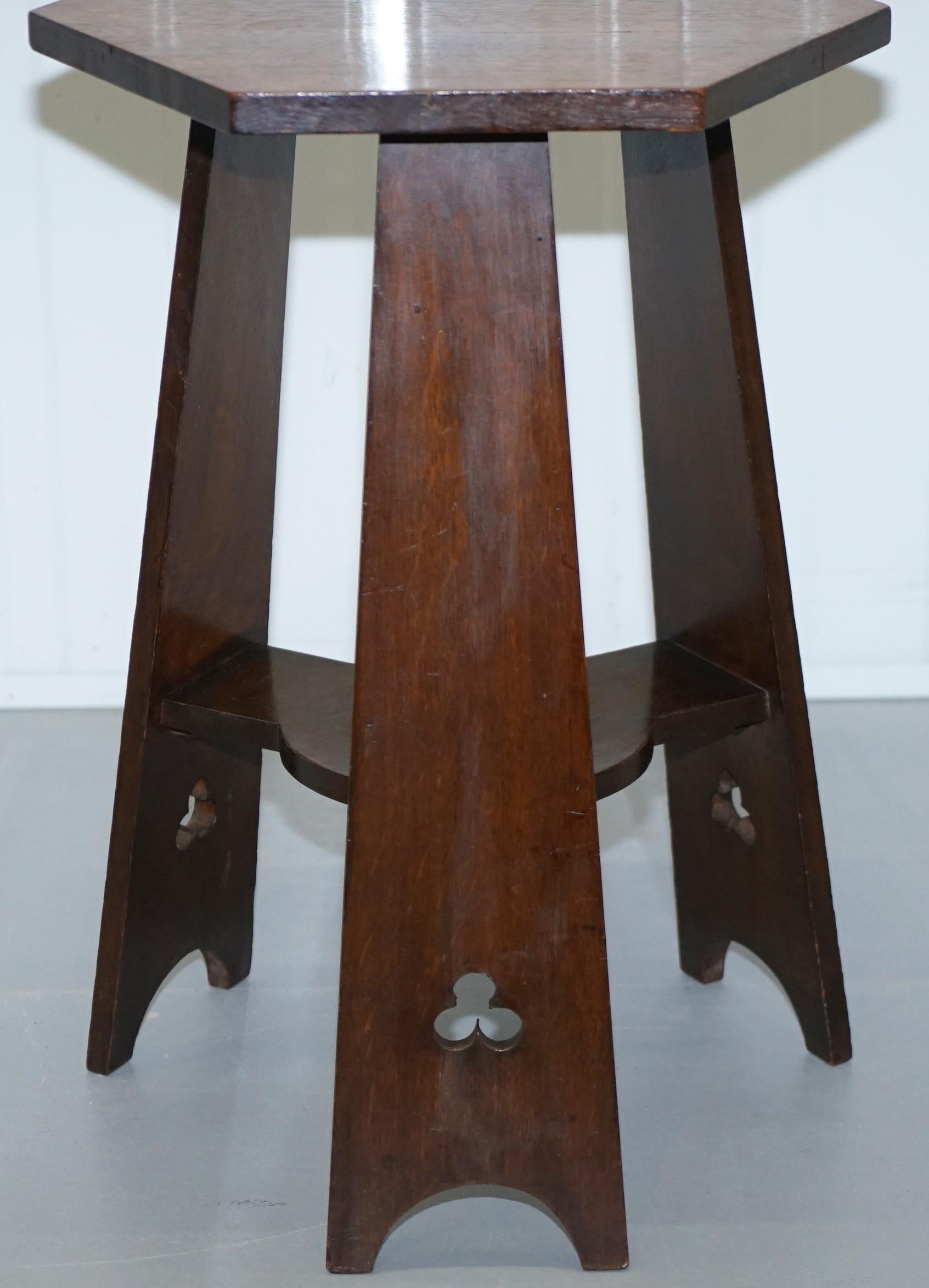 British Pair of Original Liberty's Arts & Crafts Horsa Model Side End Lamp Wine Tables