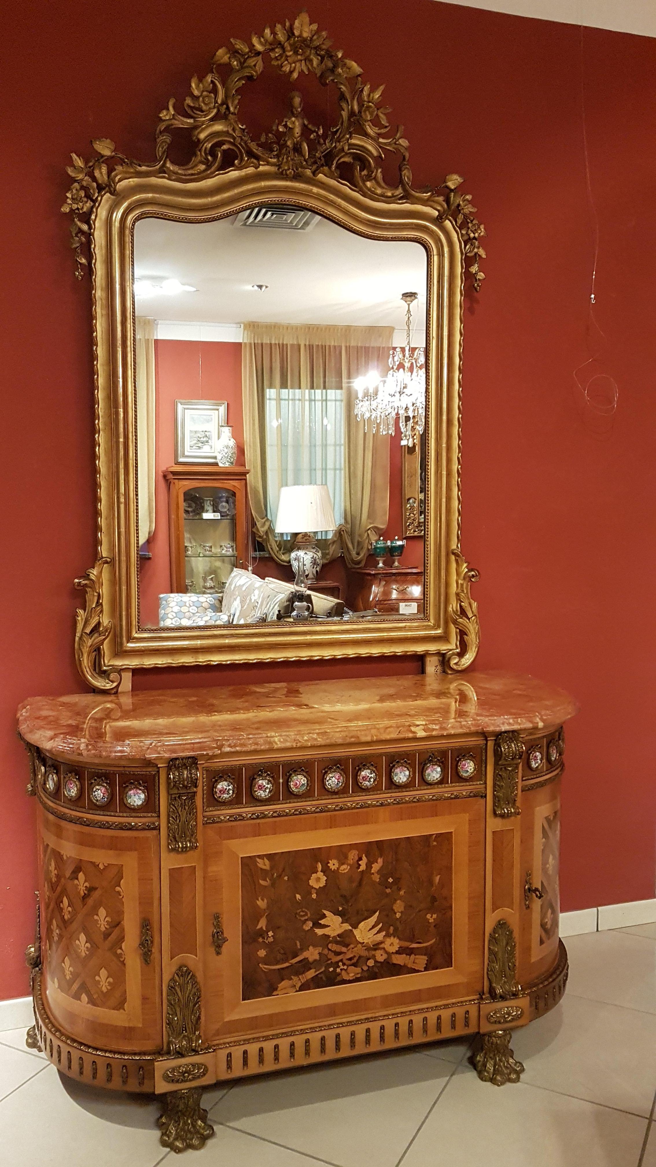 Mirrors Pair of authentic Louis XV style in pure gold with rich carving 1830s For Sale 3