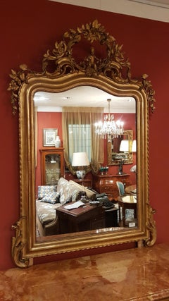 Mirrors Pair of authentic Louis XV style in pure gold with rich carving 1830s
